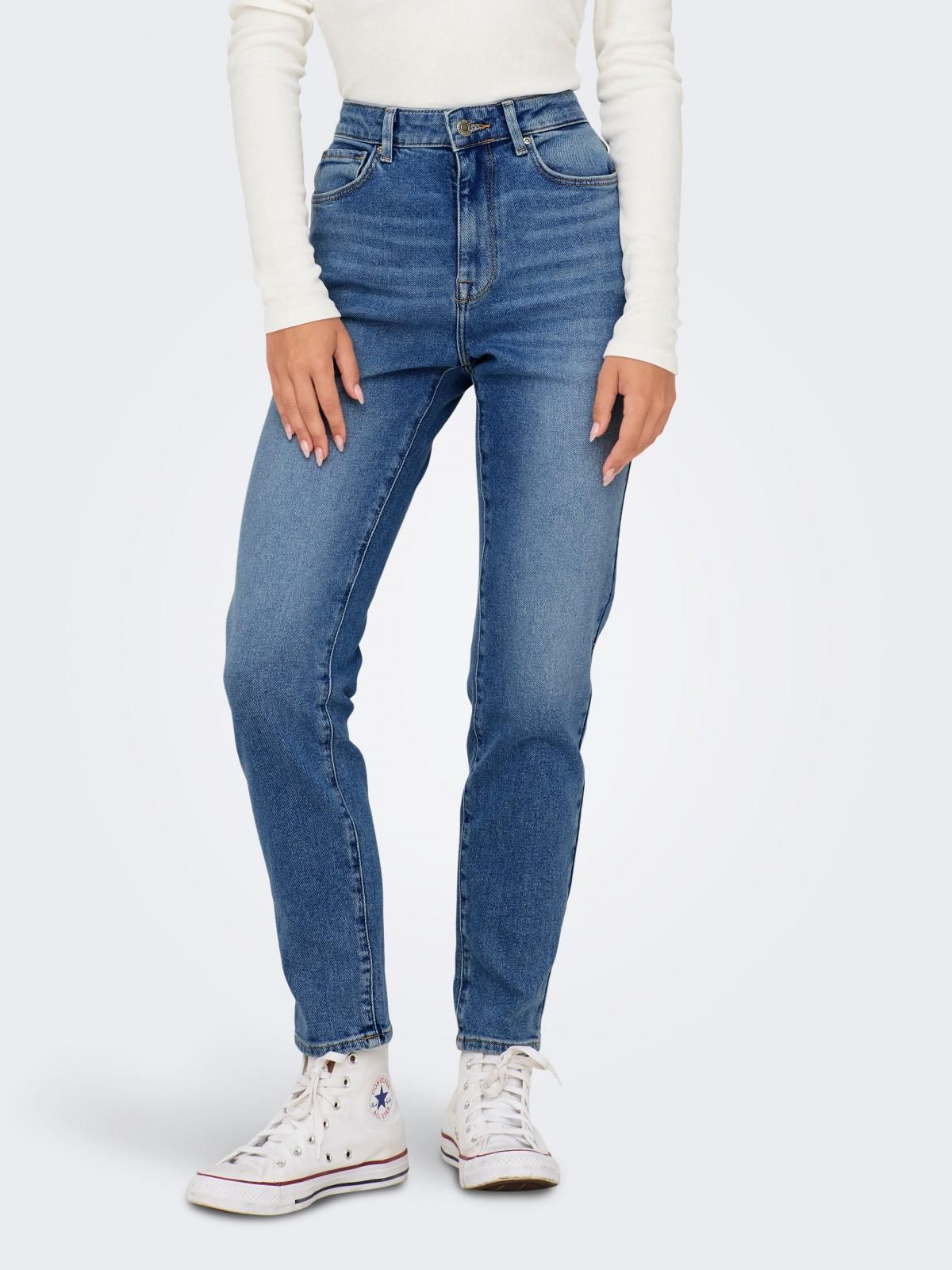 온리 하이웨이스트 데님 스트레이트핏 청바지 15283925_2115 BLUE / MEDIUM BLUE DENIM - 상품 이미지