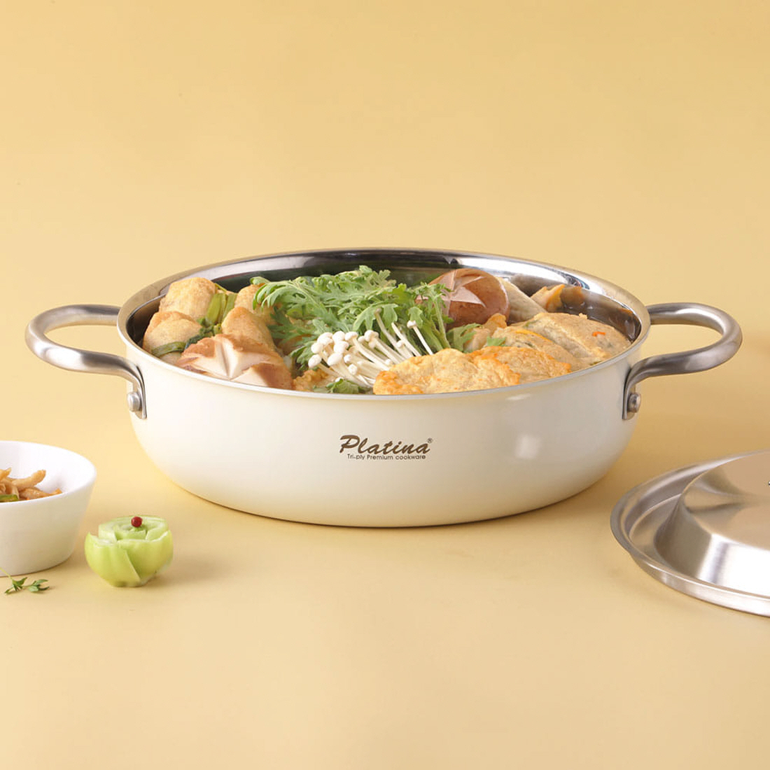 크림 통3중 스텐냄비 인덕션 냄비 라면 찌개 곰솥 젖병 열탕 키친플라워 멀티팟 18cm - 상세 이미지 3