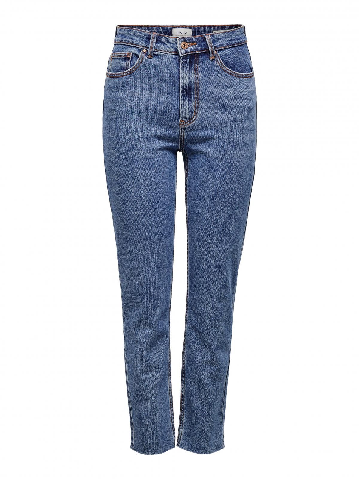 온리 하이웨이스트 데님 스트레이트핏 청바지 15171549_2114 BLUE / DARK BLUE DENIM - 상세 이미지 3