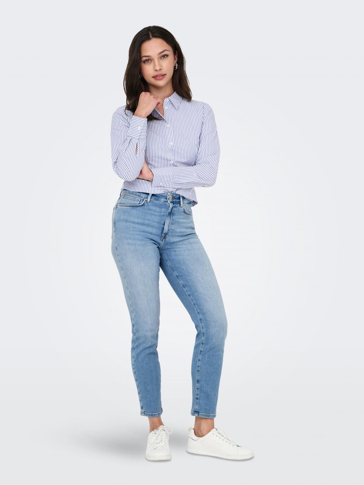 온리 하이웨이스트 스트레이트핏 데님 청바지 15339471_2116 BLUE / LIGHT BLUE DENIM - 상세 이미지 5