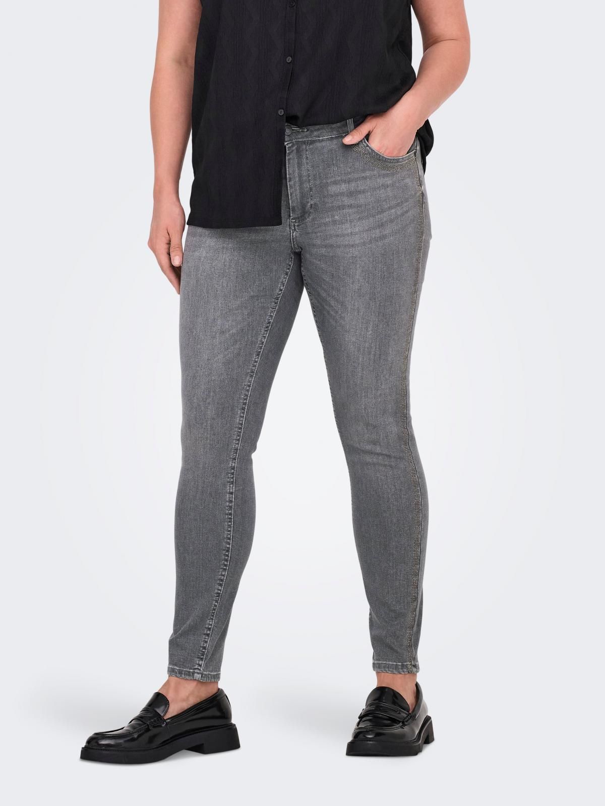 온리 플러스사이즈 스키니핏 데님 팬츠 15335643_2104 GREY / DARK GREY DENIM - 상품 이미지