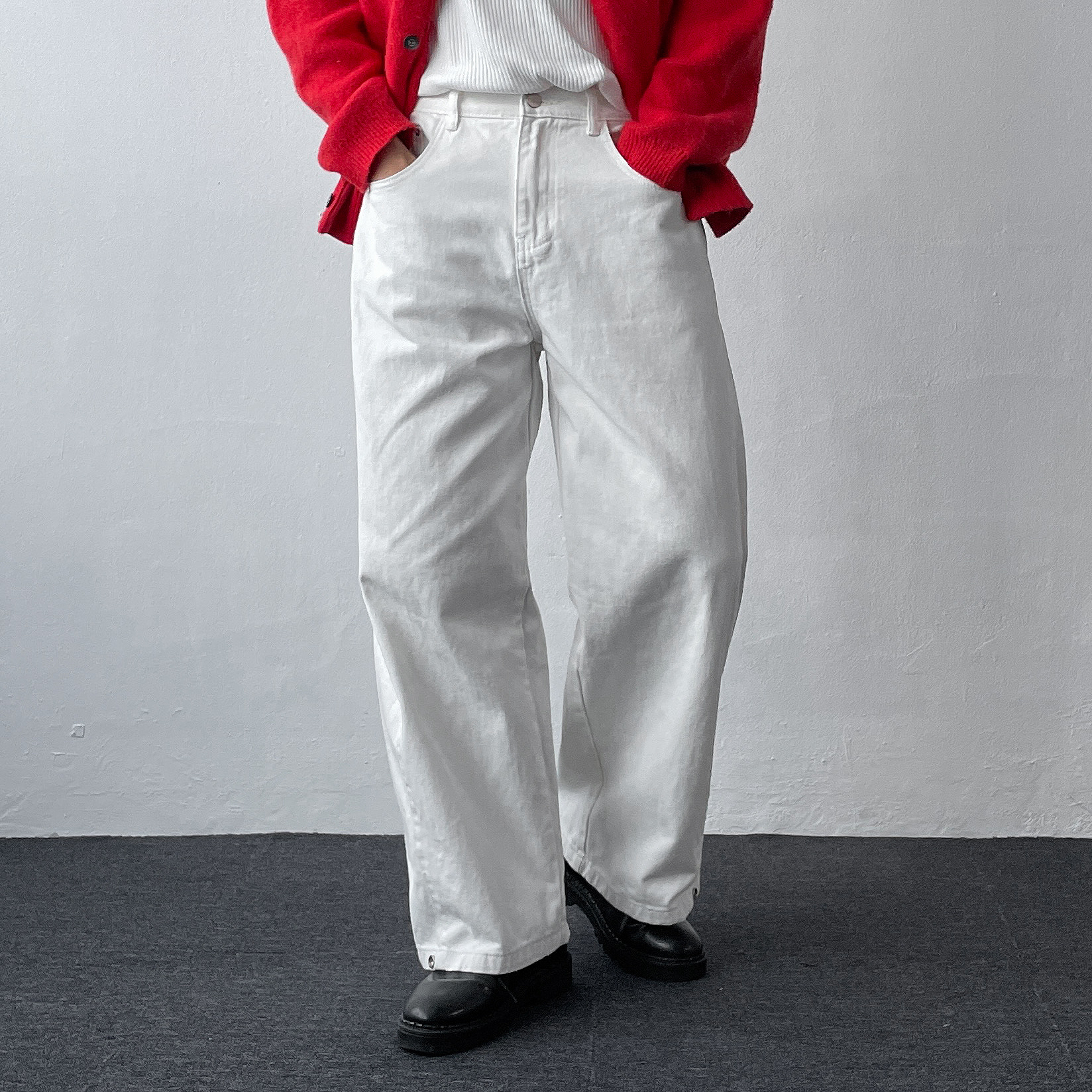 남자와이드청바지 남자블랙진 벌룬데님 - 상세 이미지 3