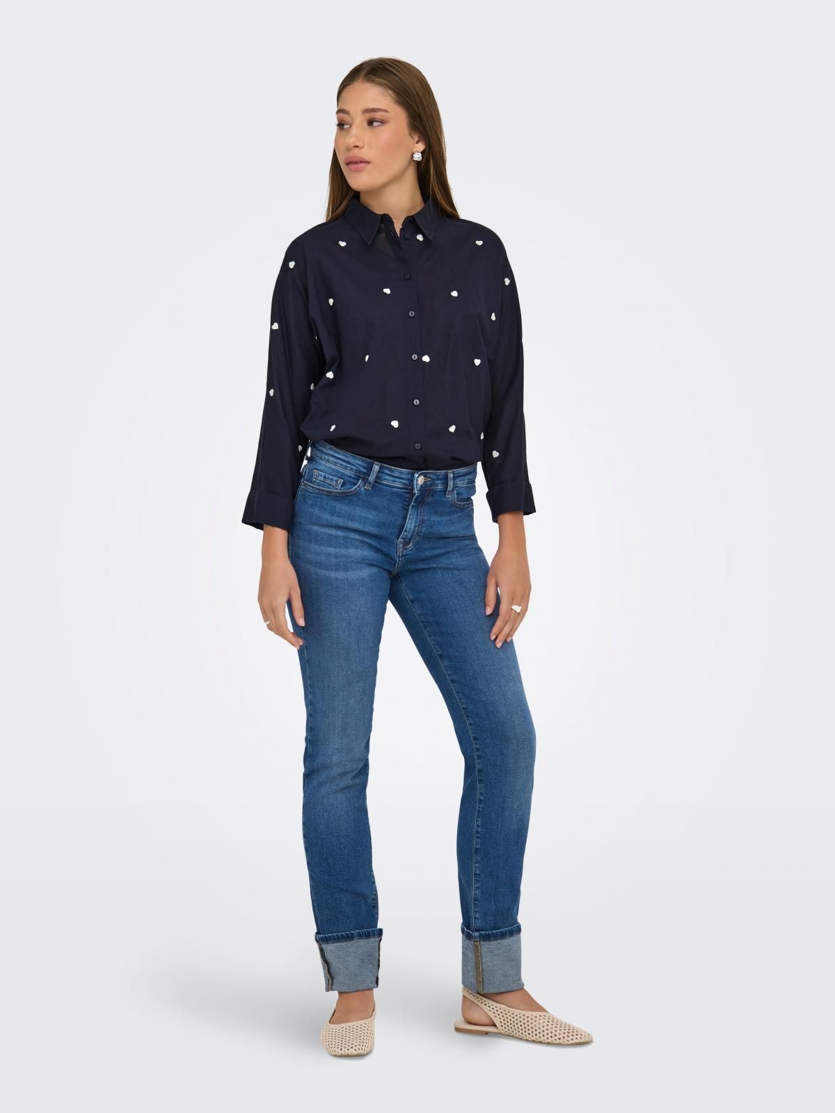 온리 미드웨이스트 슬림핏 데님 청바지 15352495_2115 BLUE / MEDIUM BLUE DENIM - 상세 이미지 5
