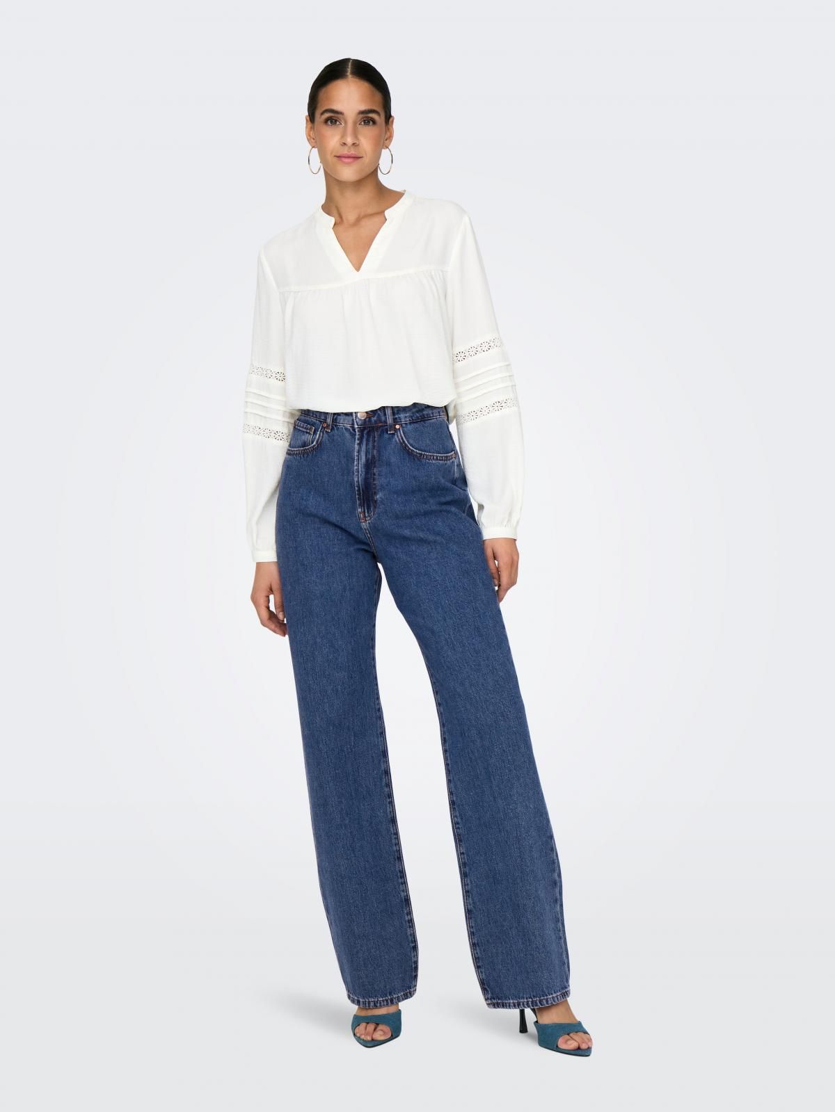 온리 하이웨이스트 스트레이트핏 데님 청바지 15319938_2115 BLUE / MEDIUM BLUE DENIM - 상세 이미지 5