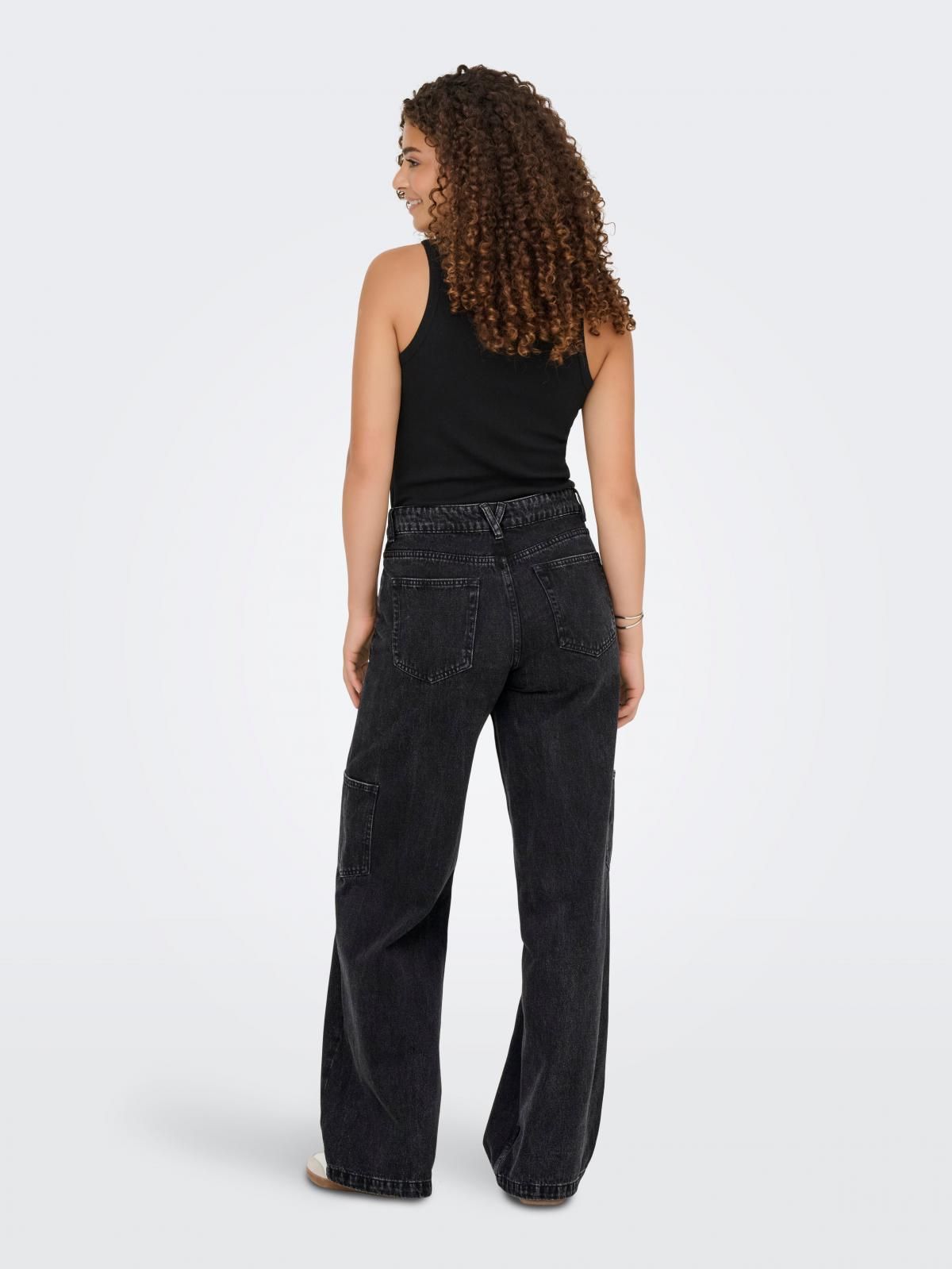 온리 테크니컬 와이드핏 흑청 데님 팬츠 15352422_8183 BLACK / WASHED BLACK - 상세 이미지 2