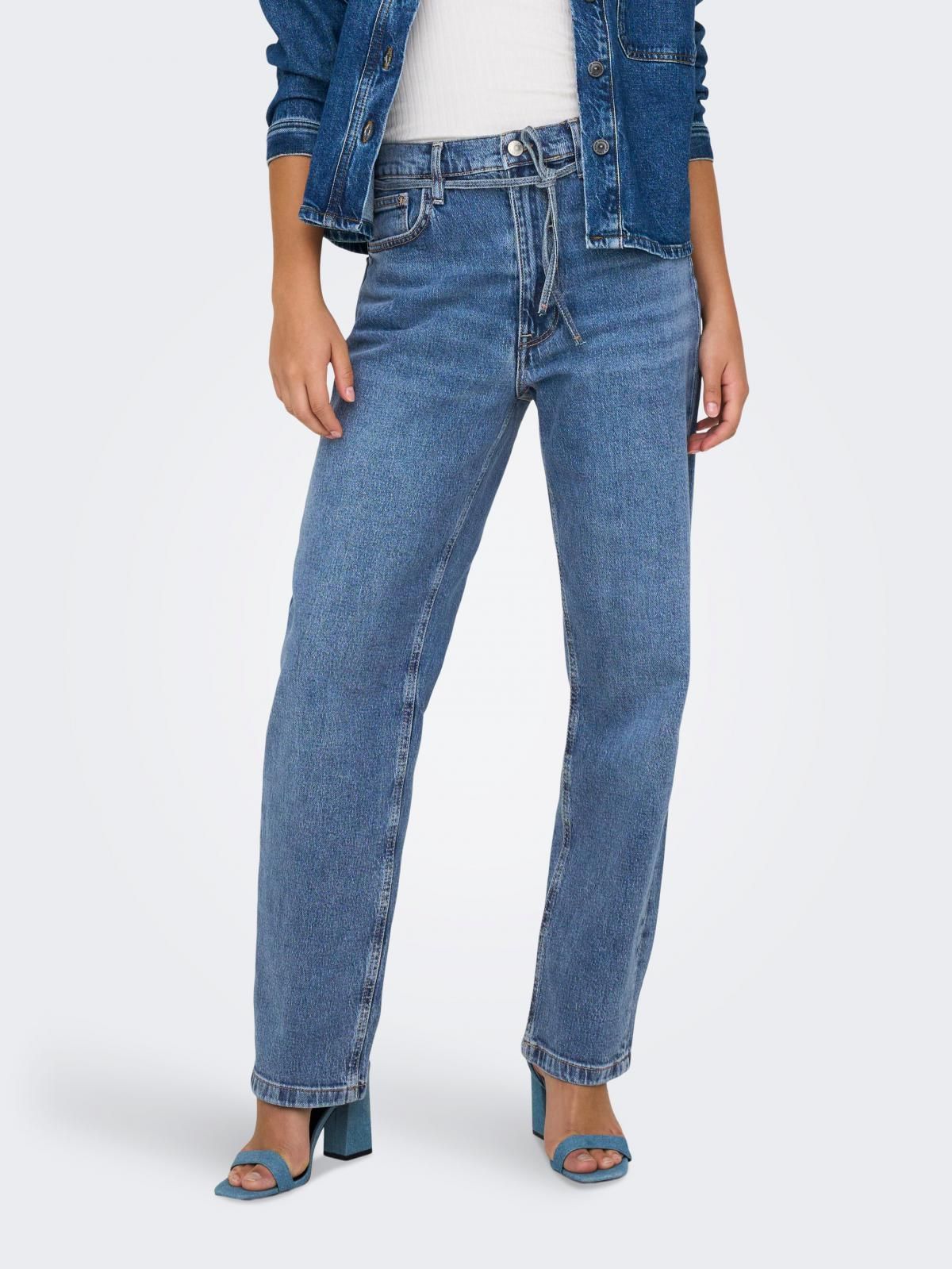 온리 하이웨이스트 슬림 스트레이트핏 청바지 15347668_2115 BLUE / MEDIUM BLUE DENIM - 상품 이미지