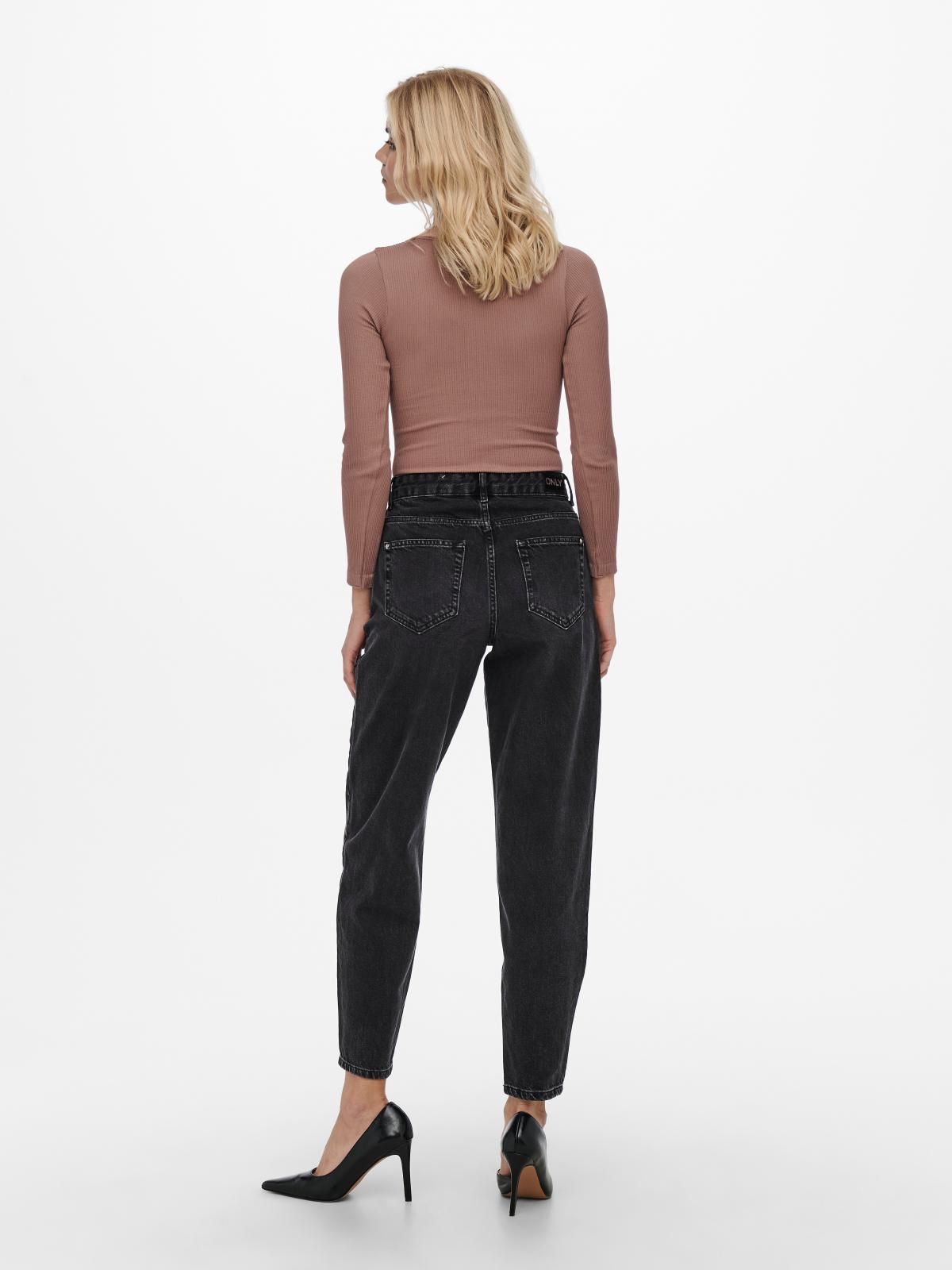온리 하이웨이스트 캐롯핏 흑청 데님 팬츠 15236962_2103 BLACK / BLACK DENIM - 상세 이미지 2