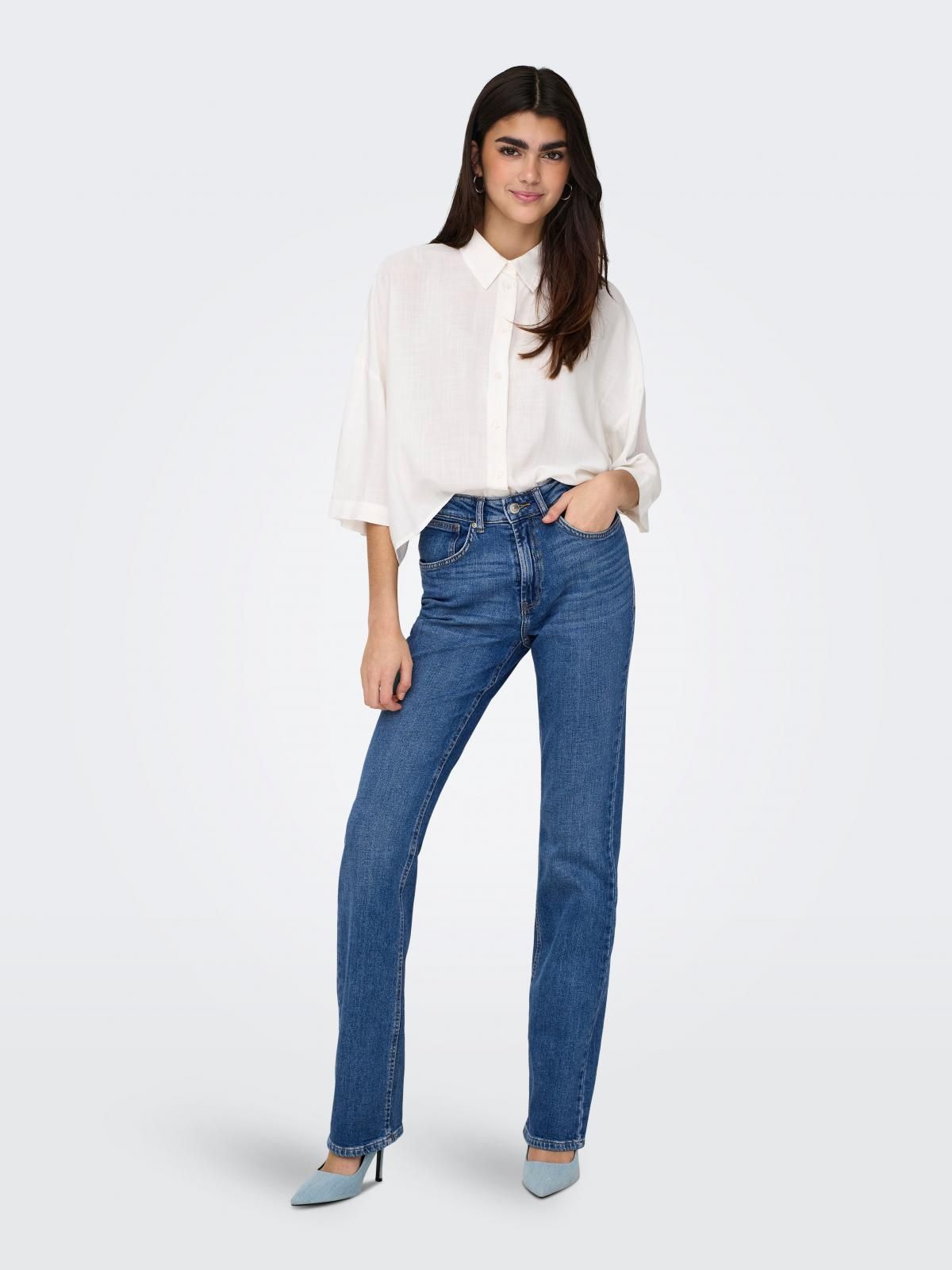온리 미드웨이스트 부츠컷핏 데님 진 15293323_2115 BLUE / MEDIUM BLUE DENIM - 상세 이미지 5