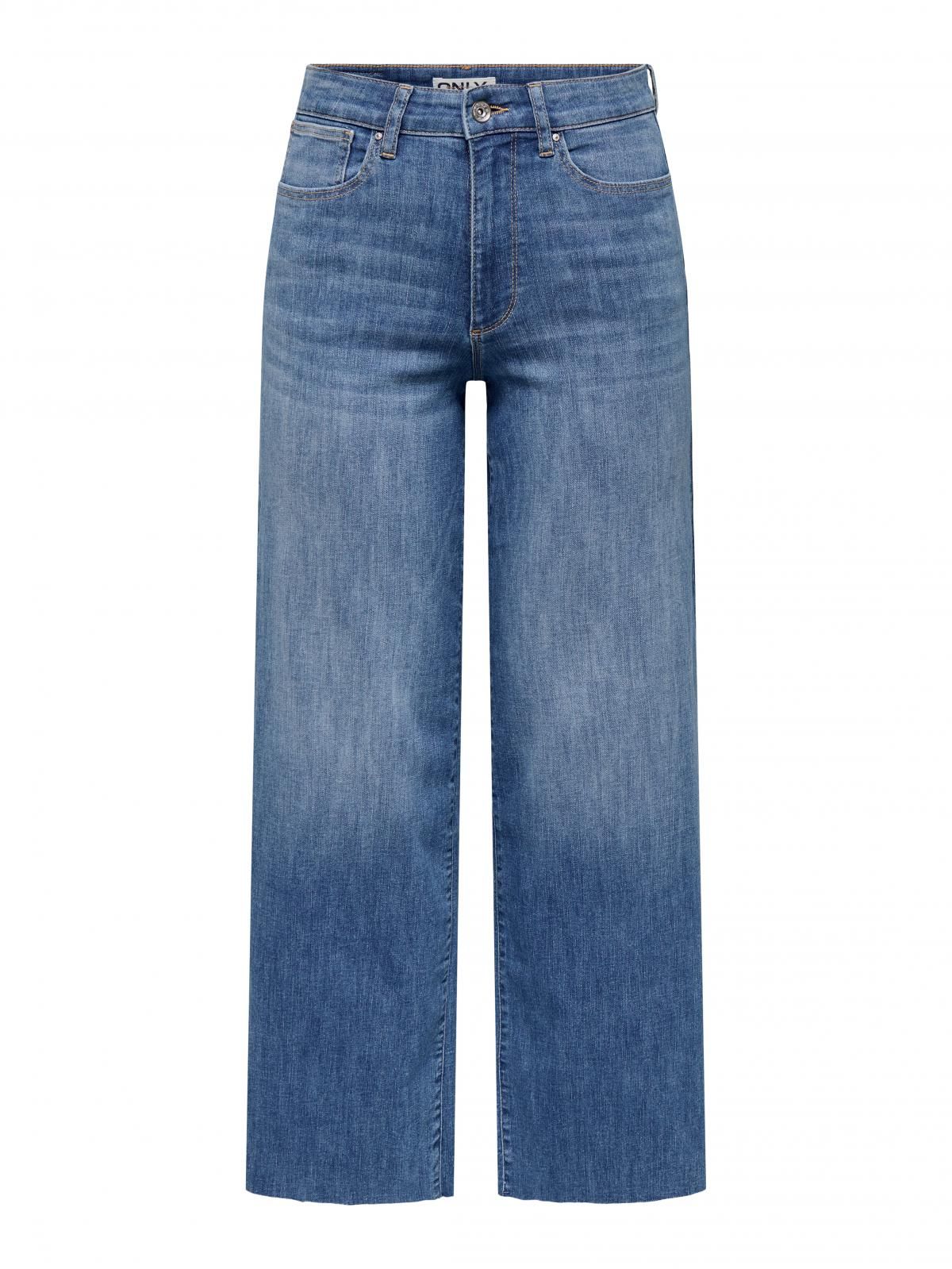 온리 데님 하이웨이스트 크롭 와이드핏 진 15349810_2115 BLUE / MEDIUM BLUE DENIM - 상세 이미지 3