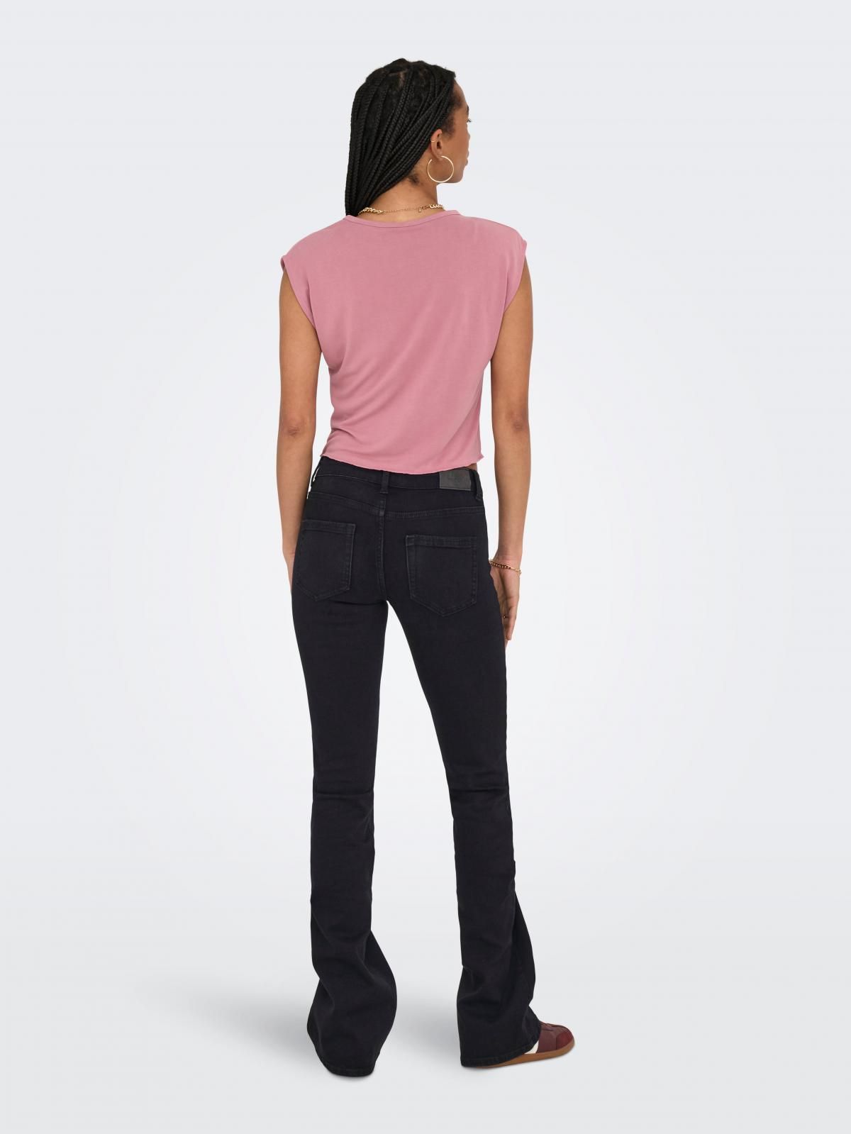 온리 로우웨이스트 플레어핏 블랙 데님 팬츠 15355788_2103 BLACK / BLACK DENIM - 상세 이미지 3