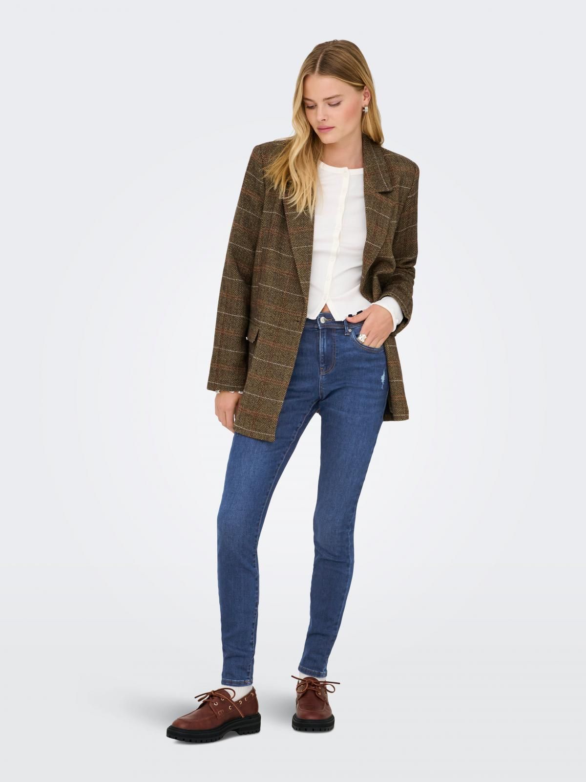 온리 데님 미드웨이스트 스키니핏 청바지 15372344_2115 BLUE / MEDIUM BLUE DENIM - 상세 이미지 5
