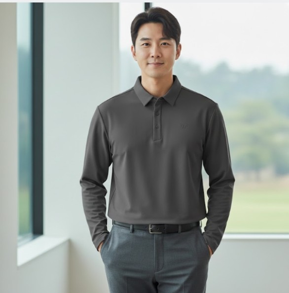 볼빅 남성 초겨울 패치로고 약기모 필드룩 골프웨어 스윙 카라 티셔츠 - 상품 이미지