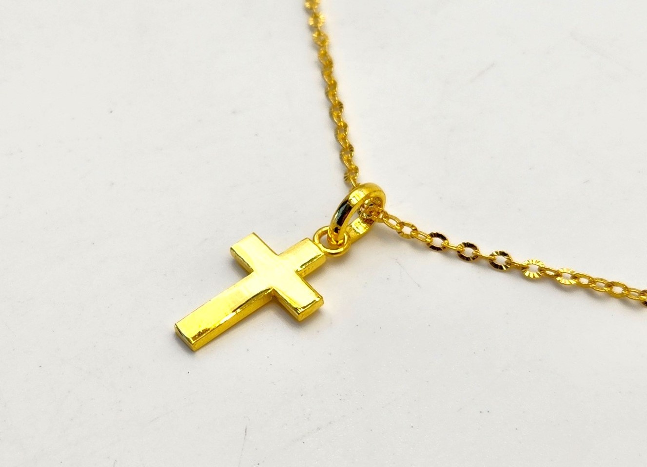 24K 순금 7.5g(2) 스몰 십자가 펜던트 목걸이(18K 연결고리 장식) - 상세 이미지 2