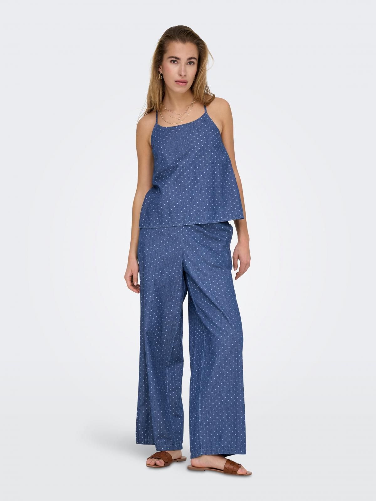 온리 와이드핏 도트 패턴 슬랙스 팬츠 15343011_2115_1167318 BLUE / MEDIUM BLUE DENIM - 상세 이미지 5