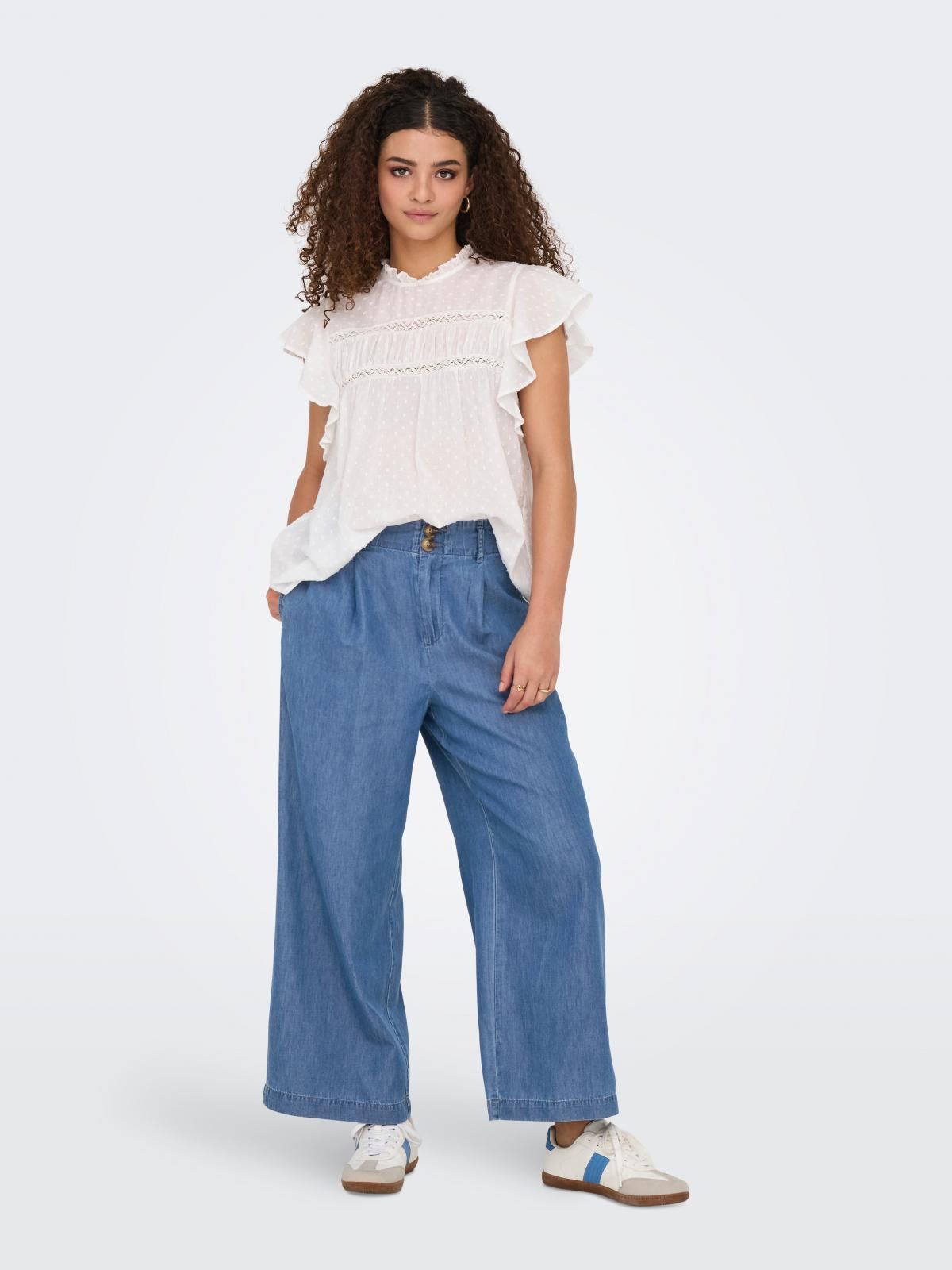 온리 하이웨이스트 와이드핏 데님 팬츠 15344278_2115 BLUE / MEDIUM BLUE DENIM - 상세 이미지 5