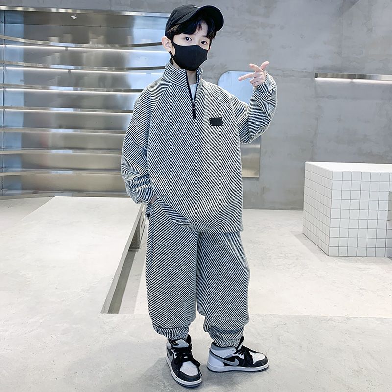 하이넥 맨투맨티셔츠 투피스 데님 배기 배기바지 팬츠 사진 색상 120cm - 상세 이미지 3
