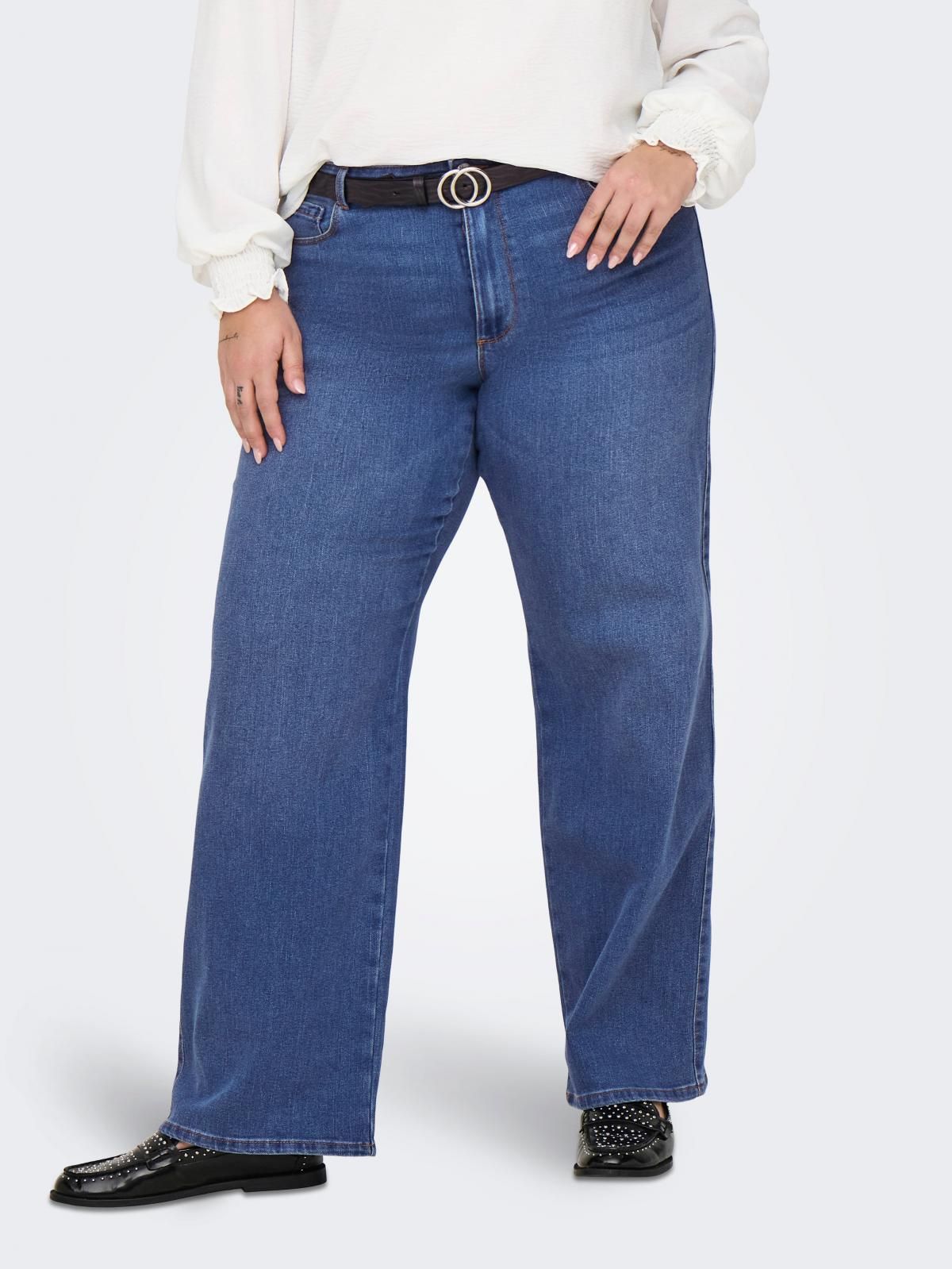 온리 빅사이즈 하이웨이스트 와이드핏 청바지 15343470_2115 BLUE / MEDIUM BLUE DENIM - 상품 이미지