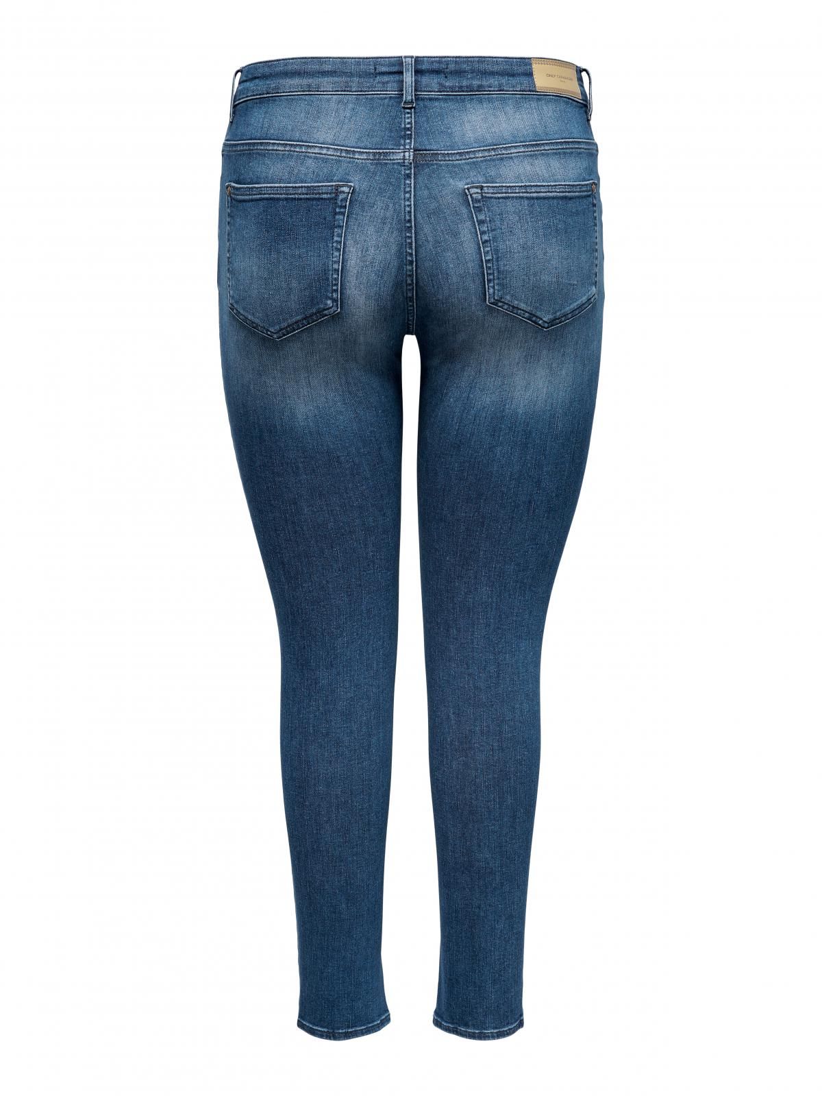 온리 플러스사이즈 미드웨이스트 스키니핏 진 15247044_2115 BLUE / MEDIUM BLUE DENIM - 상세 이미지 4