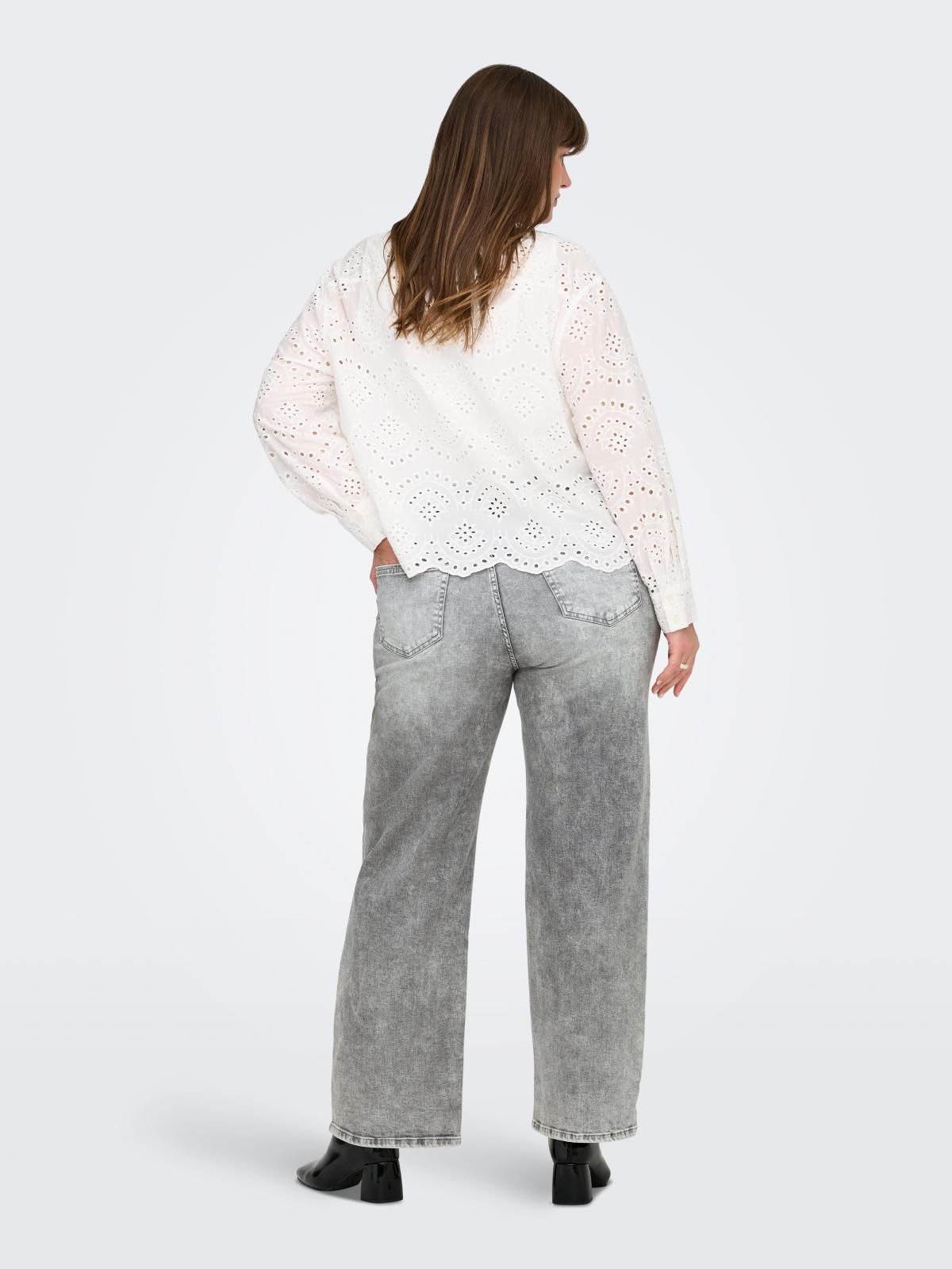 온리 하이웨이스트 와이드핏 데님 팬츠 15352602_3601 GREY / GREY DENIM - 상세 이미지 2