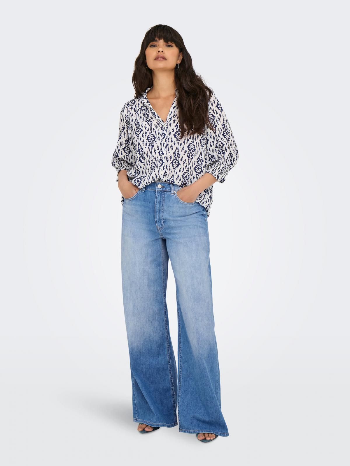 온리 하이웨이스트 와이드핏 데님 청바지 15339021_2115 BLUE / MEDIUM BLUE DENIM - 상세 이미지 5