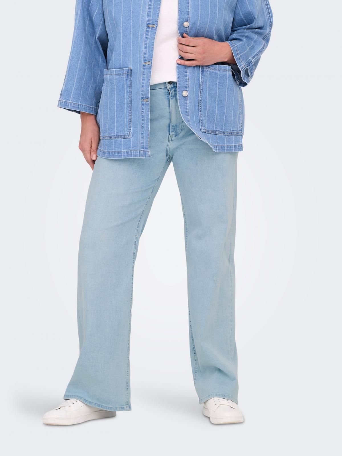 온리 플러스사이즈 와이드핏 데님 팬츠 15352074_2116 BLUE / LIGHT BLUE DENIM - 메인 이미지