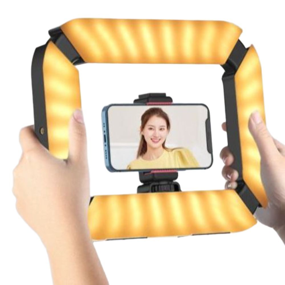 스마트폰 LED 장비 전등 양손 조명 손잡이 촬영 유튜브 에디션 라이트 듀얼 핸드헬드 링 필 - 상품 이미지