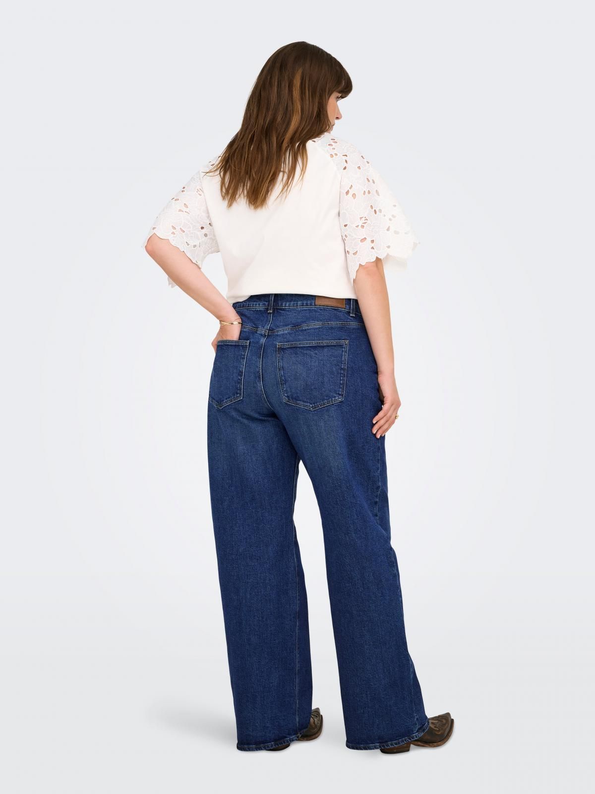 온리 빅사이즈 하이웨이스트 와이드핏 청바지 15353146_2114 BLUE / DARK BLUE DENIM - 상세 이미지 2