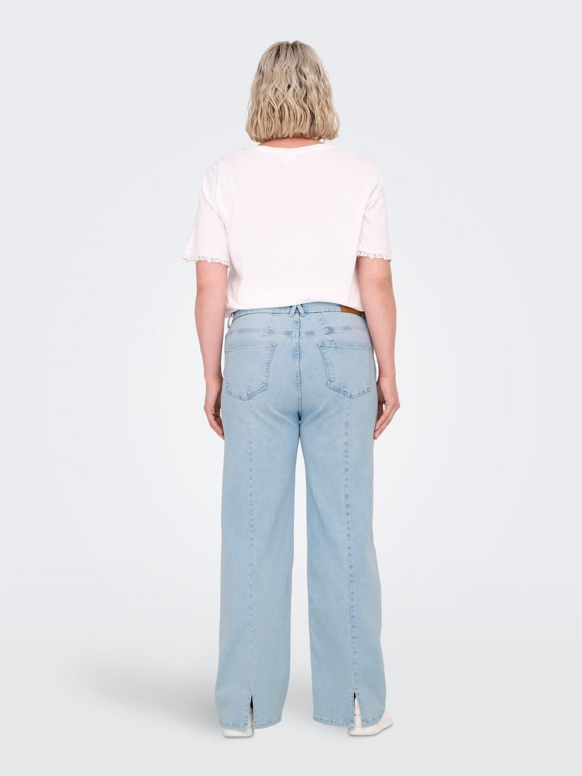 온리 플러스사이즈 와이드핏 데님 팬츠 15352074_2116 BLUE / LIGHT BLUE DENIM - 상세 이미지 2