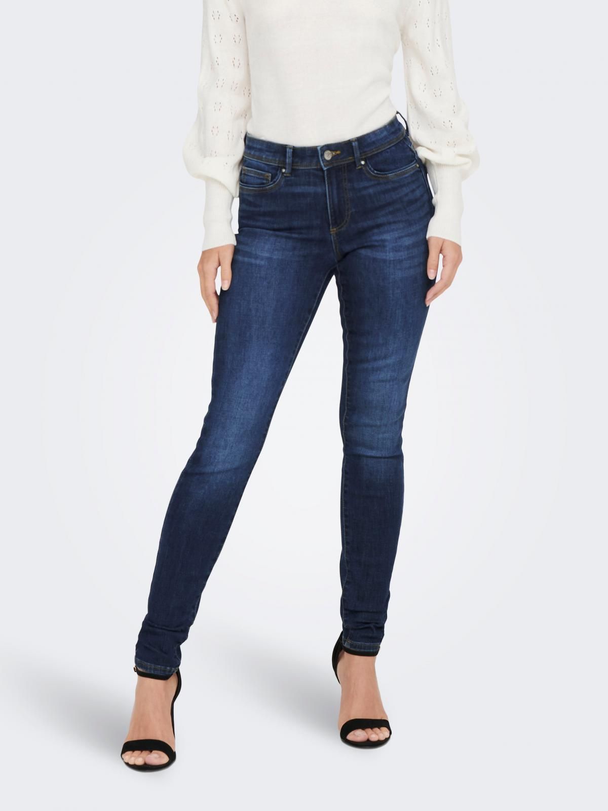 온리 데님 미드웨이스트 스키니핏 청바지 15272480_2114 BLUE / DARK BLUE DENIM - 상품 이미지