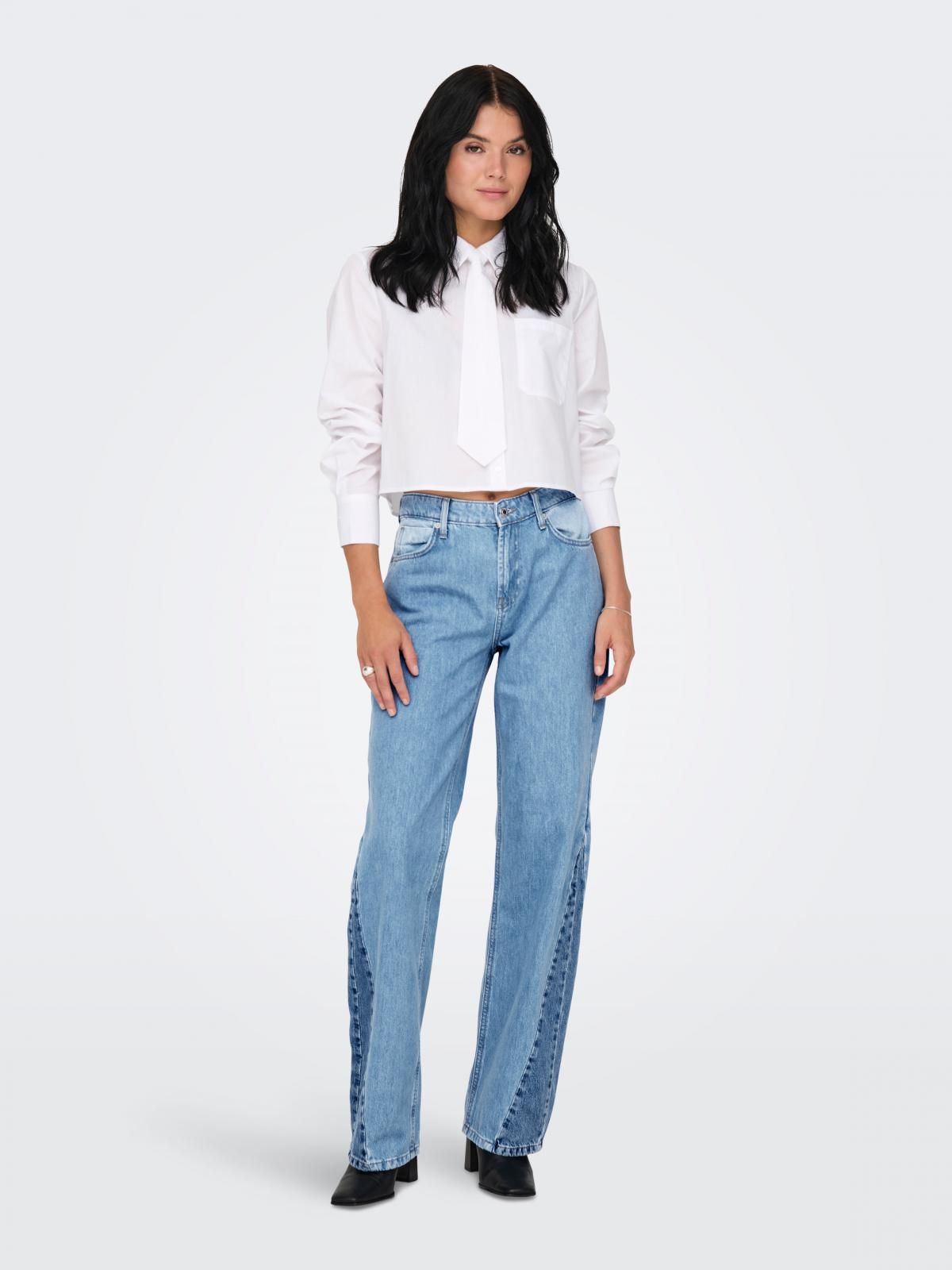 온리 미드웨이스트 와이드핏 데님 청바지 15330826_2116 BLUE / LIGHT BLUE DENIM - 상세 이미지 5