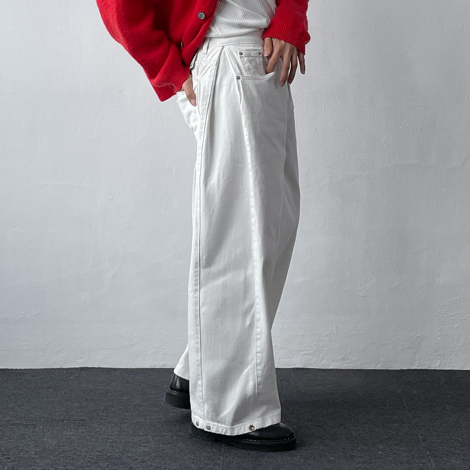 남자와이드청바지 남자블랙진 벌룬데님 - 상세 이미지 4