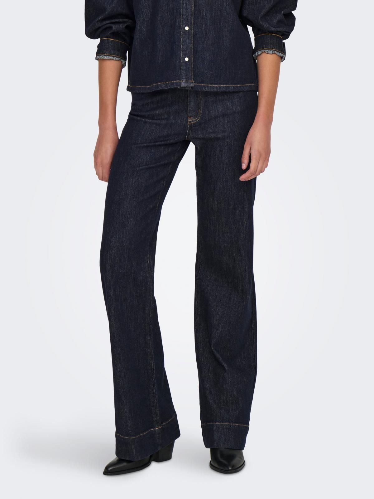 온리 하이웨이스트 진청 와이드핏 청바지 15334976_2114 BLUE / DARK BLUE DENIM - 상품 이미지