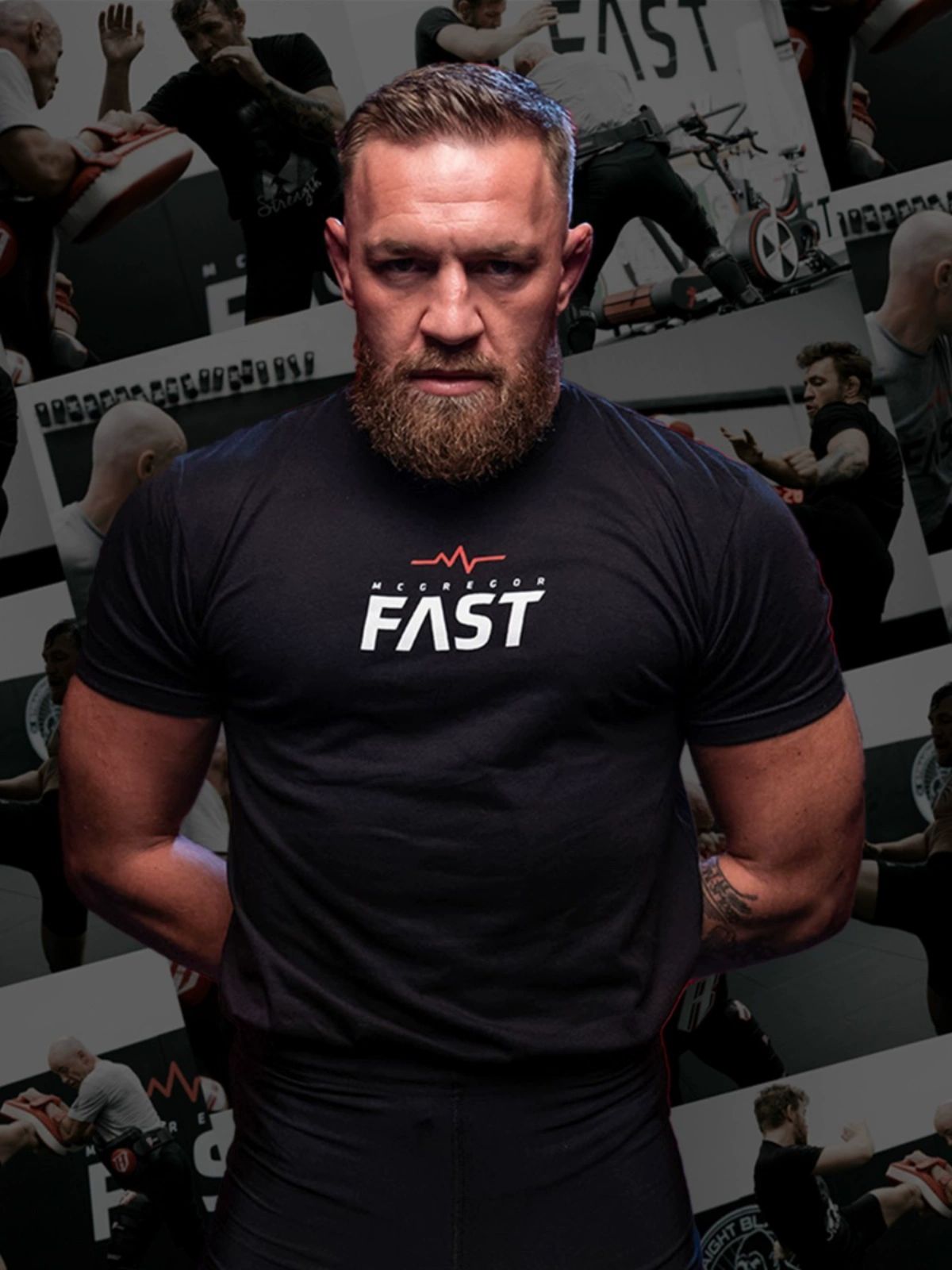 코너 맥그리거 반팔티 fast 블랙 ufc 운동복 남자 격투기 복싱 트레이닝 의상 라운드넥 - 상세 이미지 2