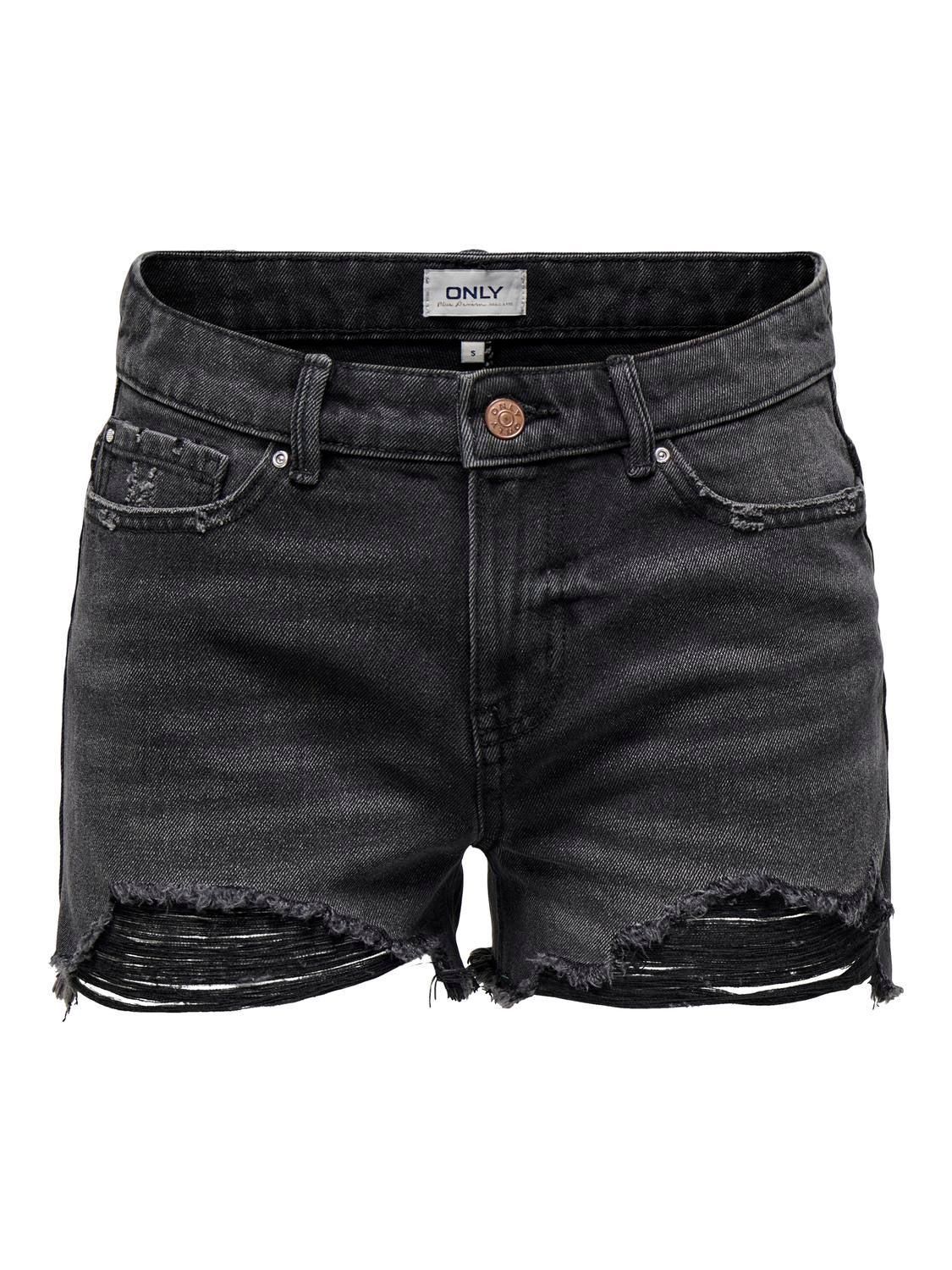 온리 테크니컬 하이웨이스트 데님 숏팬츠 15256232_8183 BLACK / WASHED BLACK - 상세 이미지 3