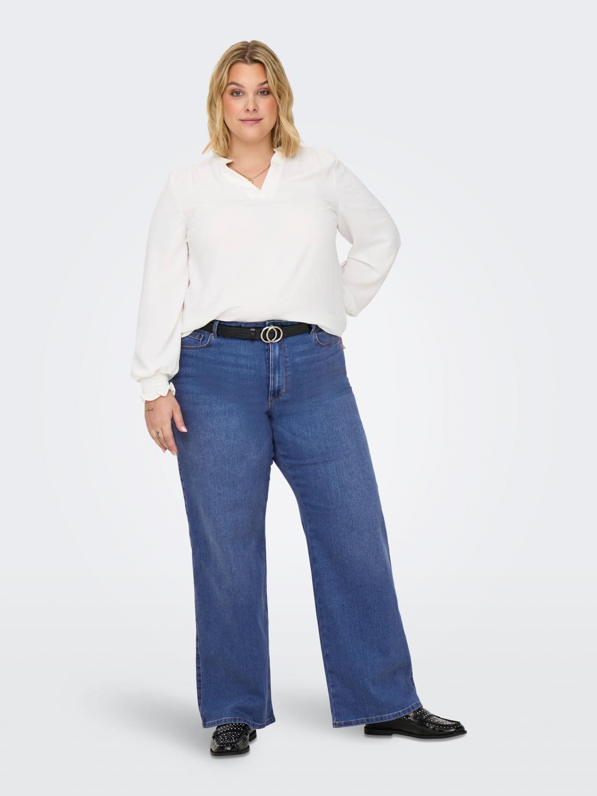 온리 빅사이즈 하이웨이스트 와이드핏 청바지 15343470_2115 BLUE / MEDIUM BLUE DENIM - 상세 이미지 5