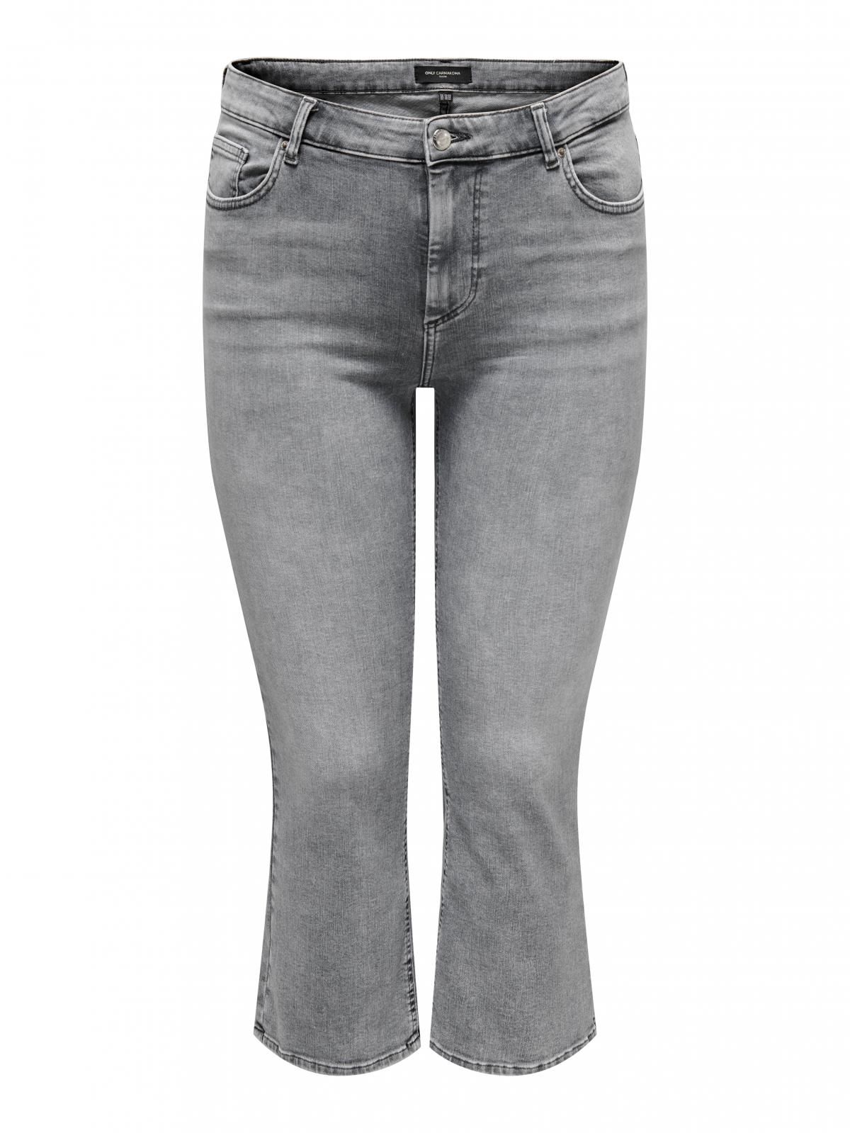 온리 플러스사이즈 플레어핏 크롭 데님 팬츠 15313801_2105 GREY / MEDIUM GREY DENIM - 상세 이미지 3