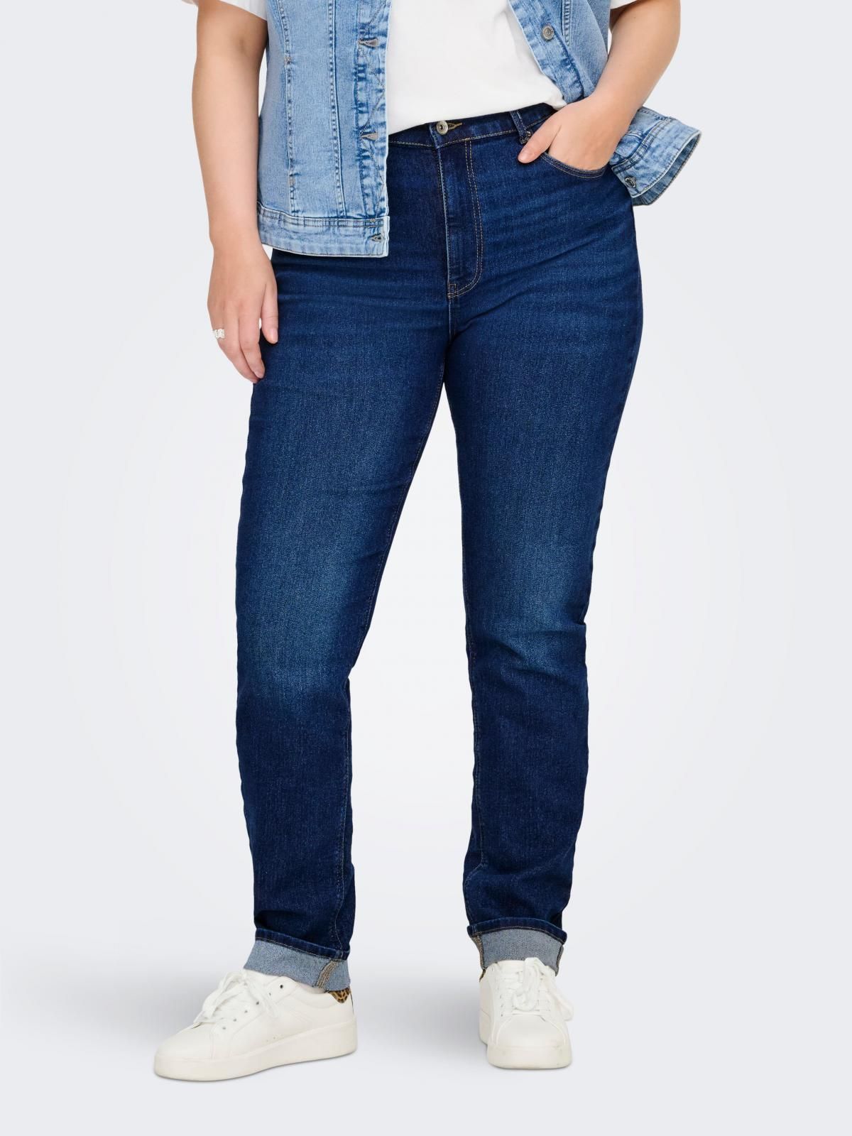 온리 빅사이즈 하이웨이스트 스키니핏 청바지 15363582_2114 BLUE / DARK BLUE DENIM - 상품 이미지