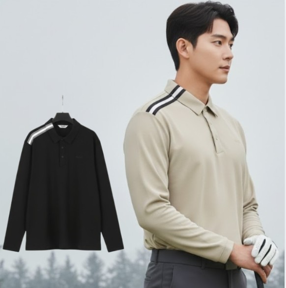 볼빅 남성 간절기 겨울 사팡스판 향균 필드룩 골프웨어 스윙 카라 티셔츠 - 상품 이미지