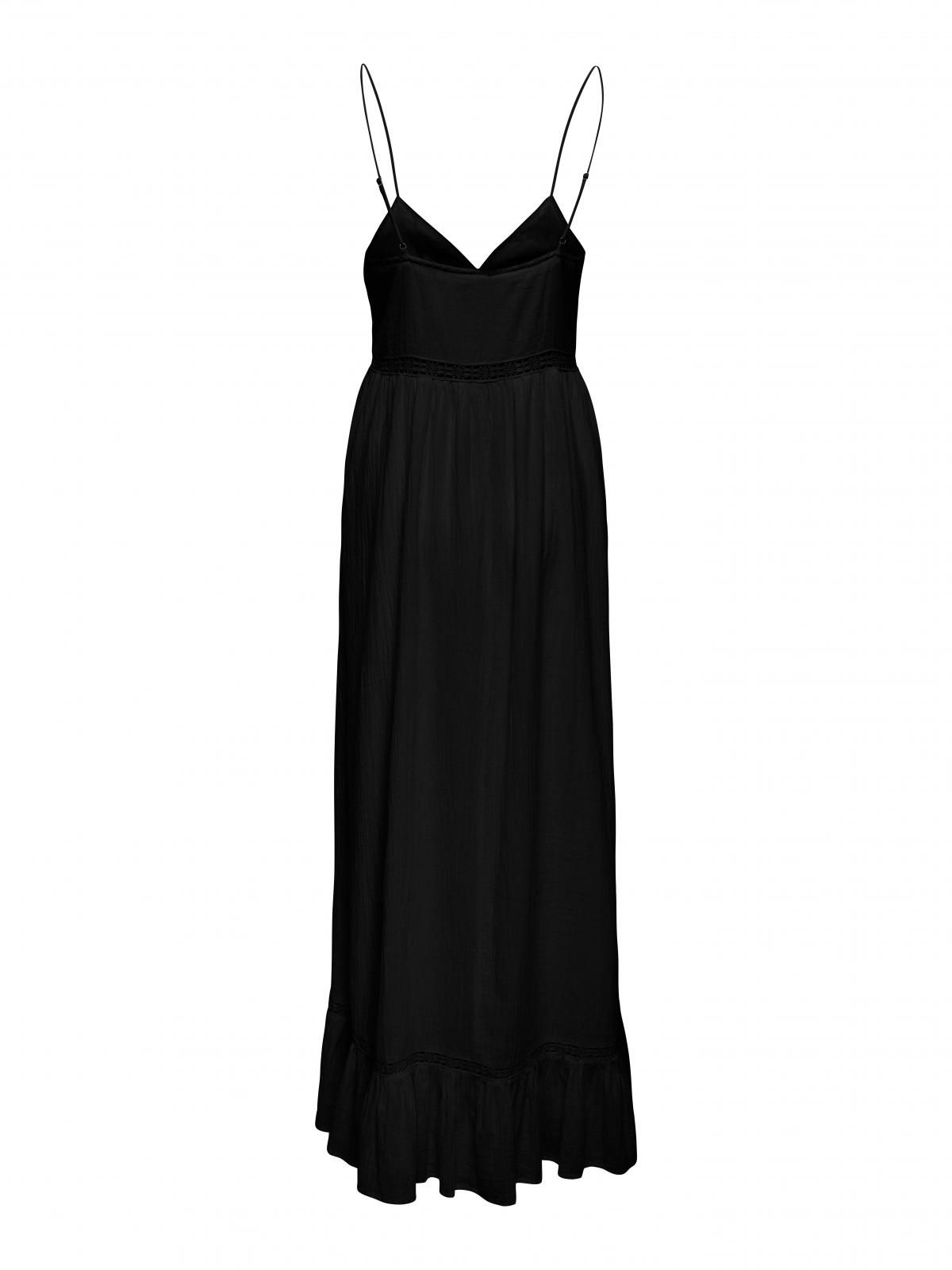온리 트렌디 브이넥 슬리브리스 롱 원피스 15365895_2161 BLACK / BLACK - 상세 이미지 5