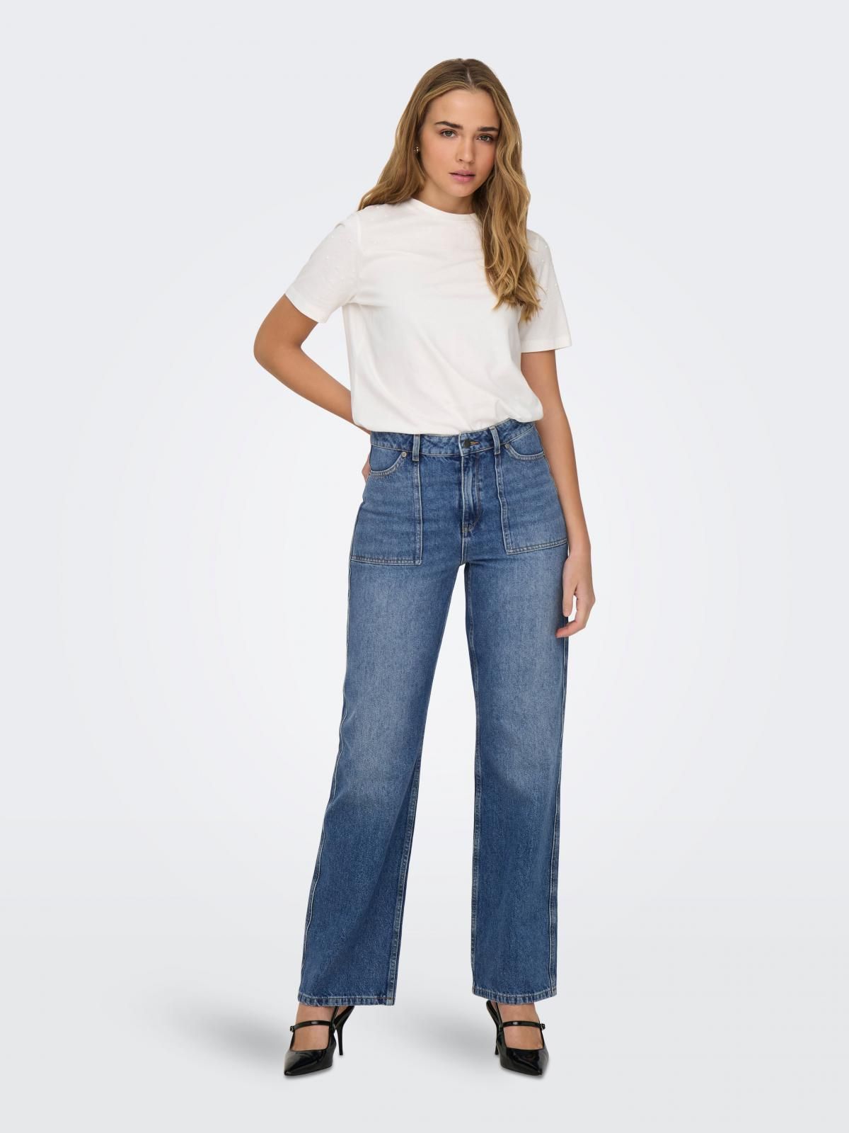 제이디와이 하이웨이스트 데님 와이드핏 진 15308196_2115 BLUE / MEDIUM BLUE DENIM - 상세 이미지 5