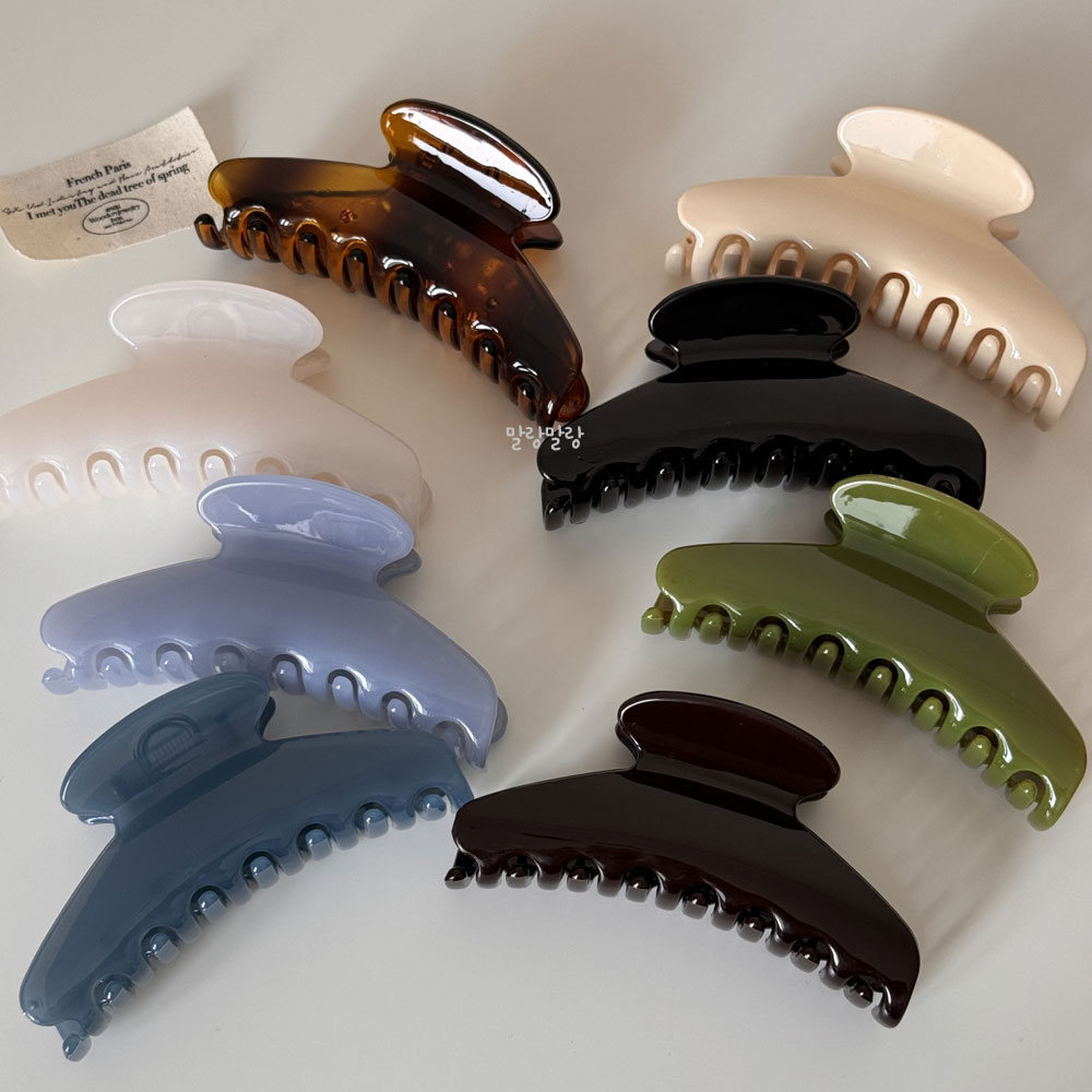 심플한 곡선 데일리 헤어클립 유광 올림머리집게핀 - 상품 이미지