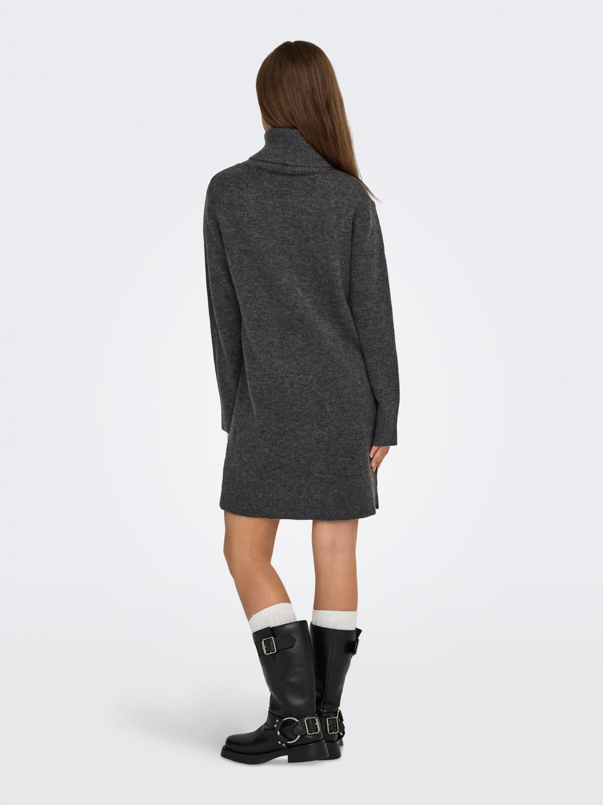 온리 테크니컬 하이넥 니트 미니 원피스 15353195_2383 GREY / DARK GREY MELANGE - 상세 이미지 2