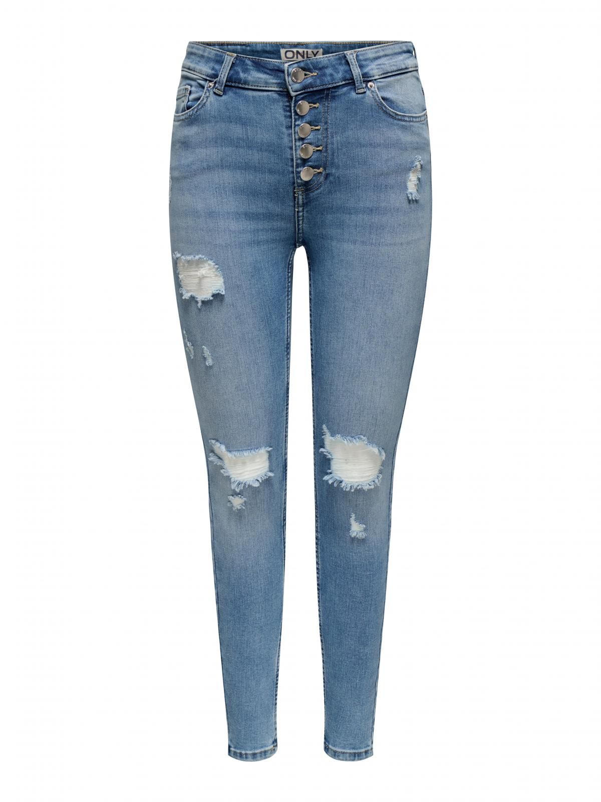 온리 데미지 미드웨이스트 스키니핏 데님 팬츠 15244626_2116 BLUE / LIGHT BLUE DENIM - 상세 이미지 3
