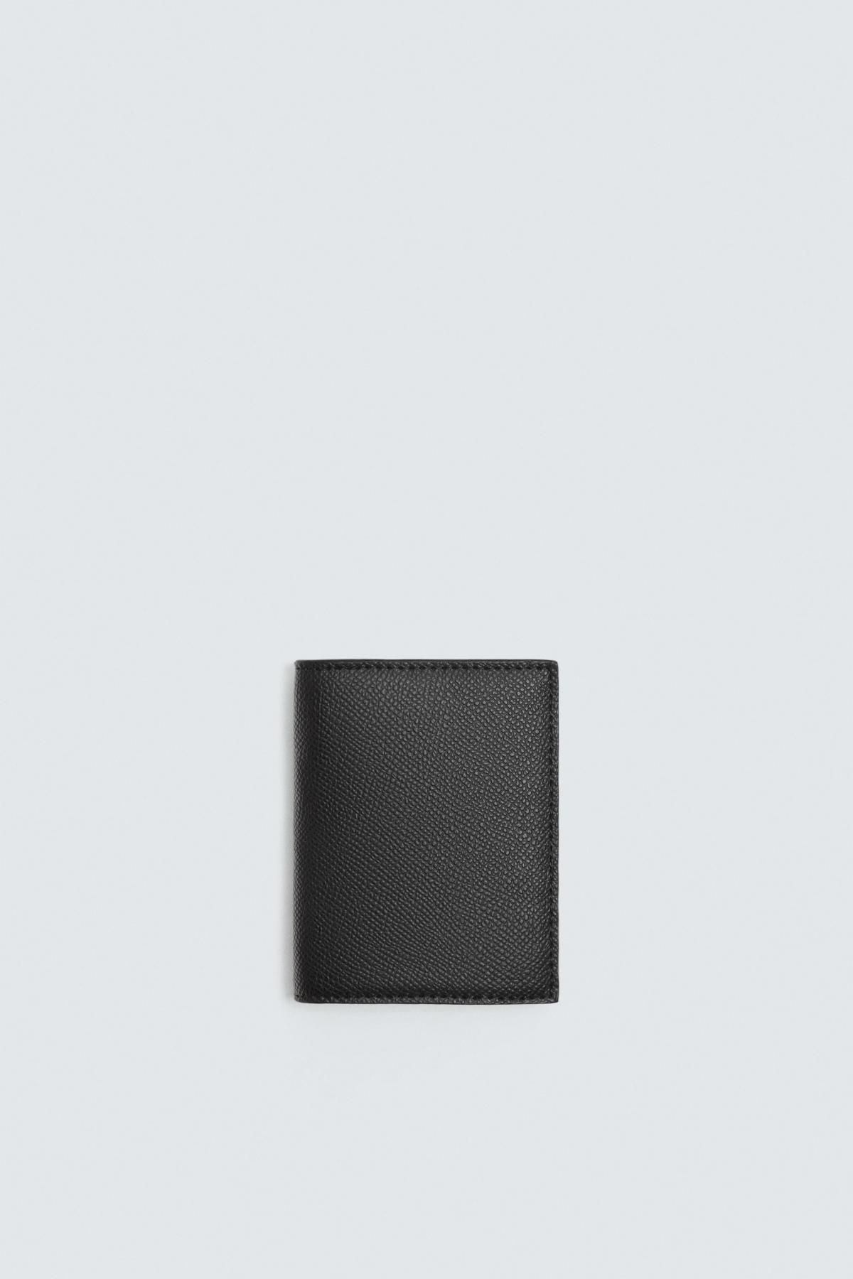 자라 텍스처 미니멀 카드지갑 버티컬 3806/520 BLACK - 상품 이미지