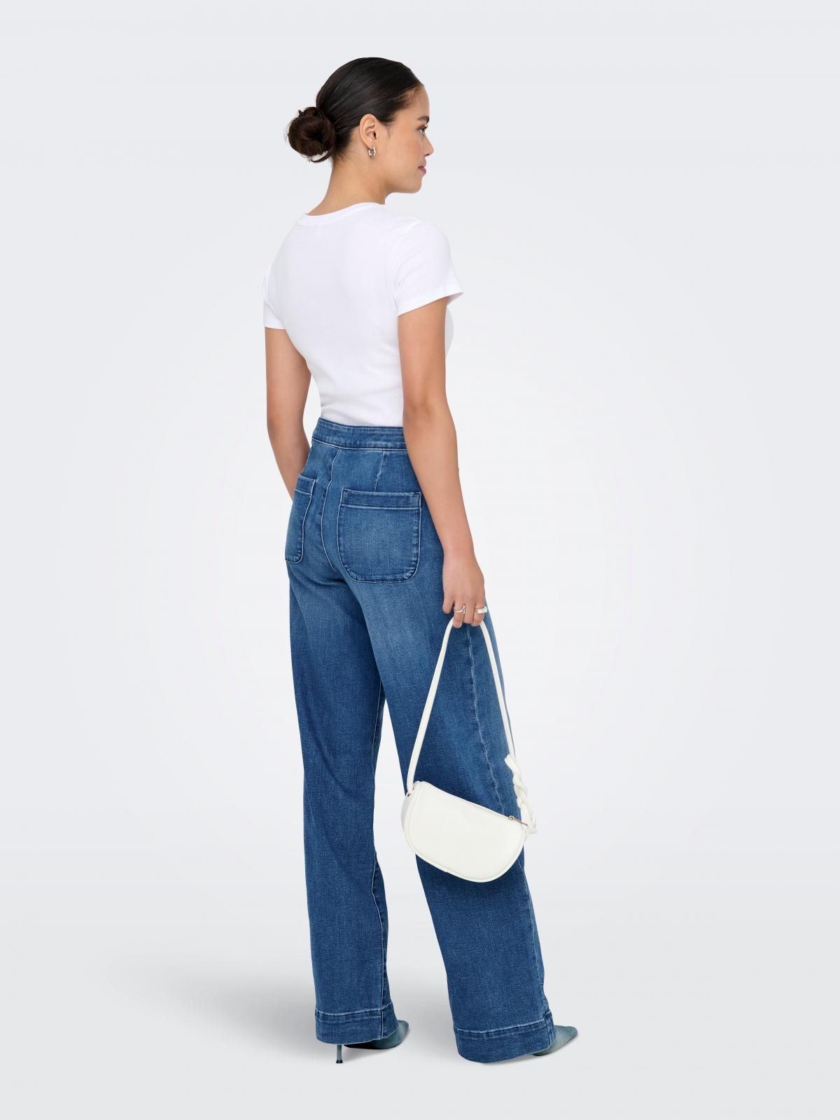 온리 데님 하이웨이스트 와이드핏 진 15356695_2115 BLUE / MEDIUM BLUE DENIM - 상세 이미지 3