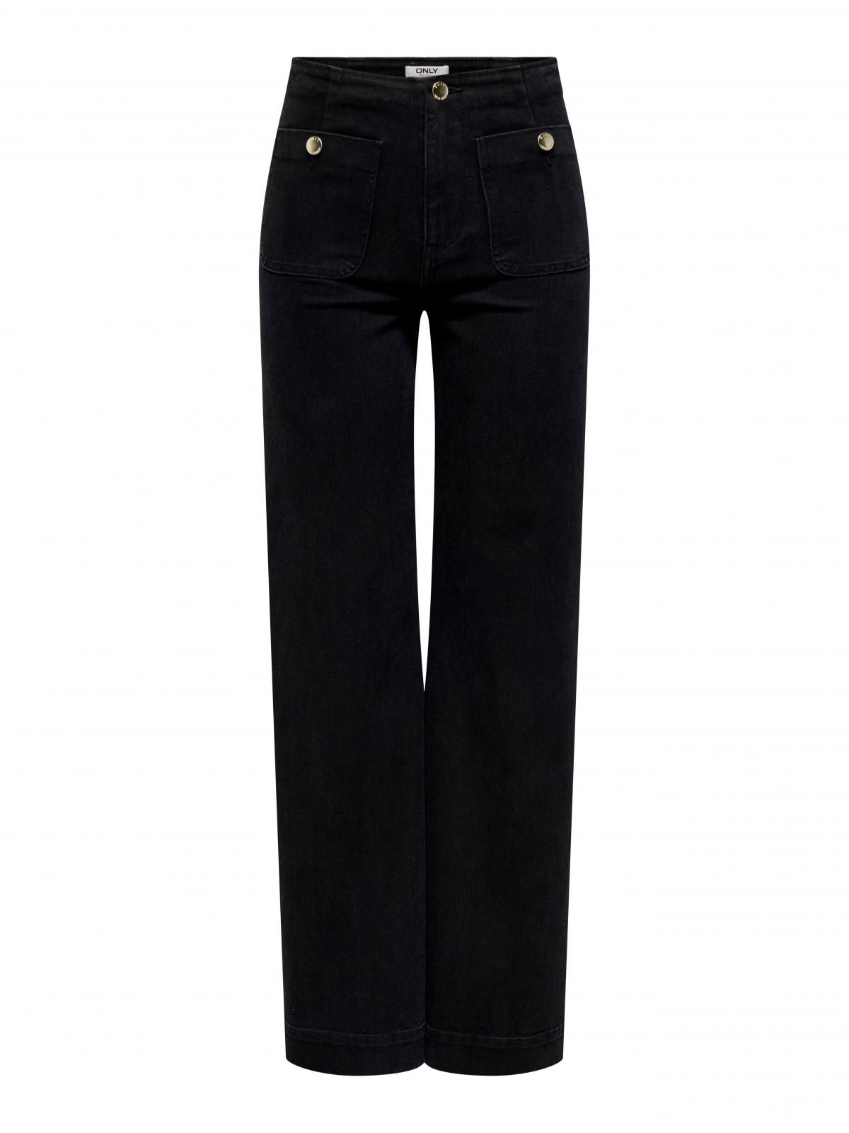 온리 하이웨이스트 와이드핏 데님 팬츠 15356699_2103 BLACK / BLACK DENIM - 상품 이미지