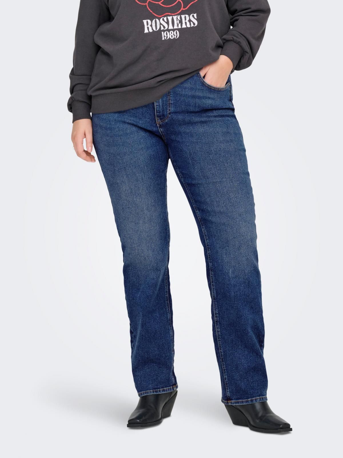 온리 빅사이즈 하이웨이스트 스트레이트핏 진 15358090_2115 BLUE / MEDIUM BLUE DENIM - 상품 이미지