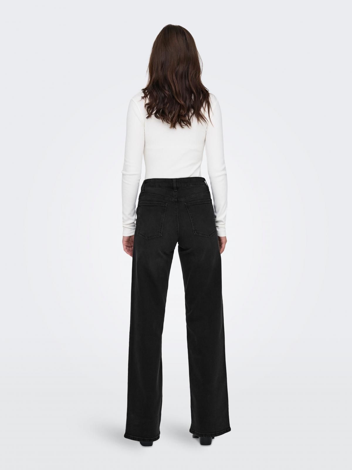 온리 와이드핏 데님 블랙 로우웨이스트 청바지 15345825_8183 BLACK / WASHED BLACK - 상세 이미지 2