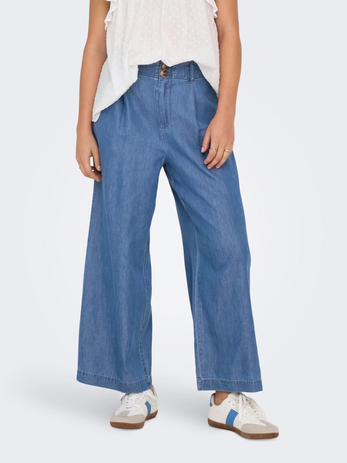 온리 하이웨이스트 와이드핏 데님 팬츠 15344278_2115 BLUE / MEDIUM BLUE DENIM - 상품 이미지