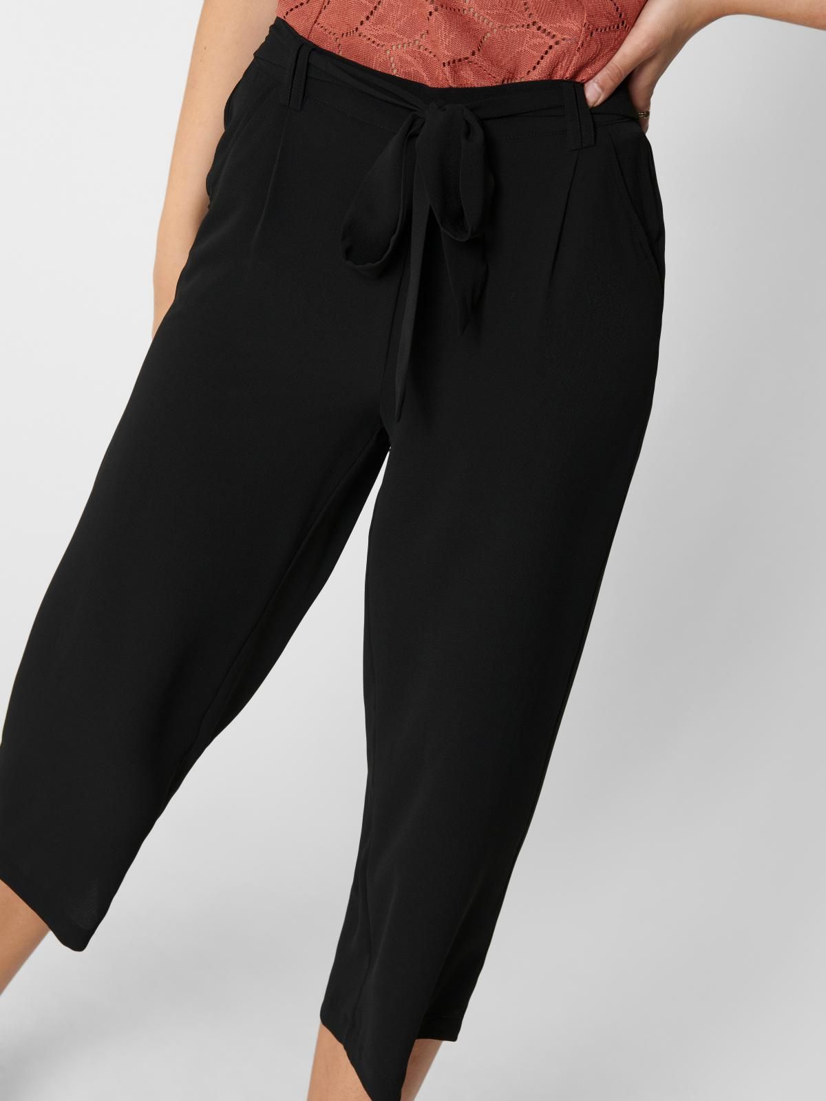 온리 와이드핏 크롭 팔라초 팬츠 벨트 블랙 15174974_2161 BLACK / BLACK 이미지 6
